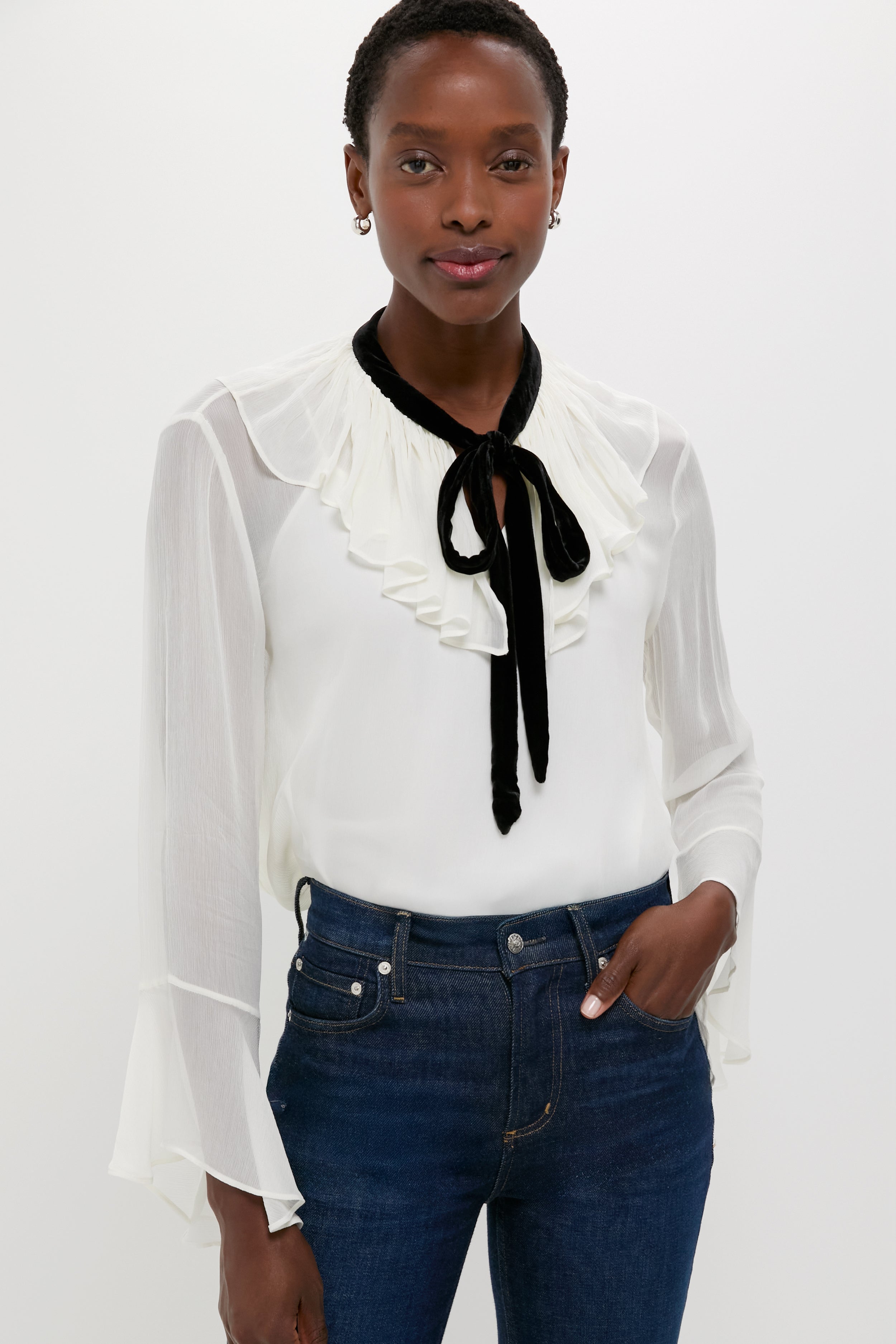 Trophy Cream Long Sleeve Collared Blouse-Beilave