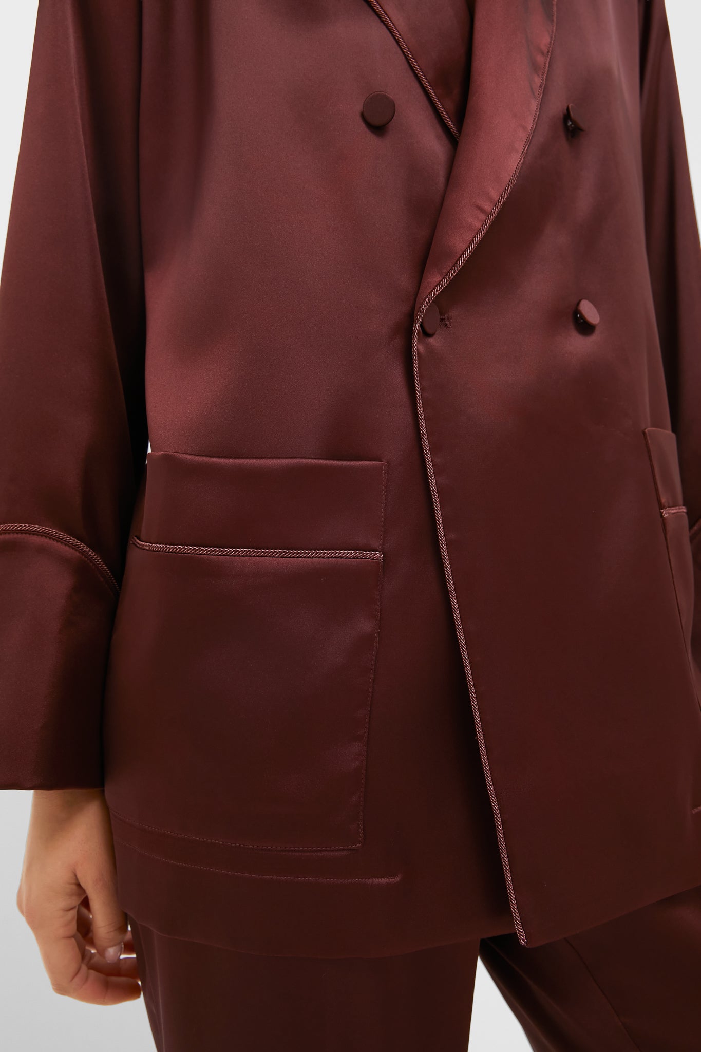 Chocolate Satin Smoking Jacket-Beilave