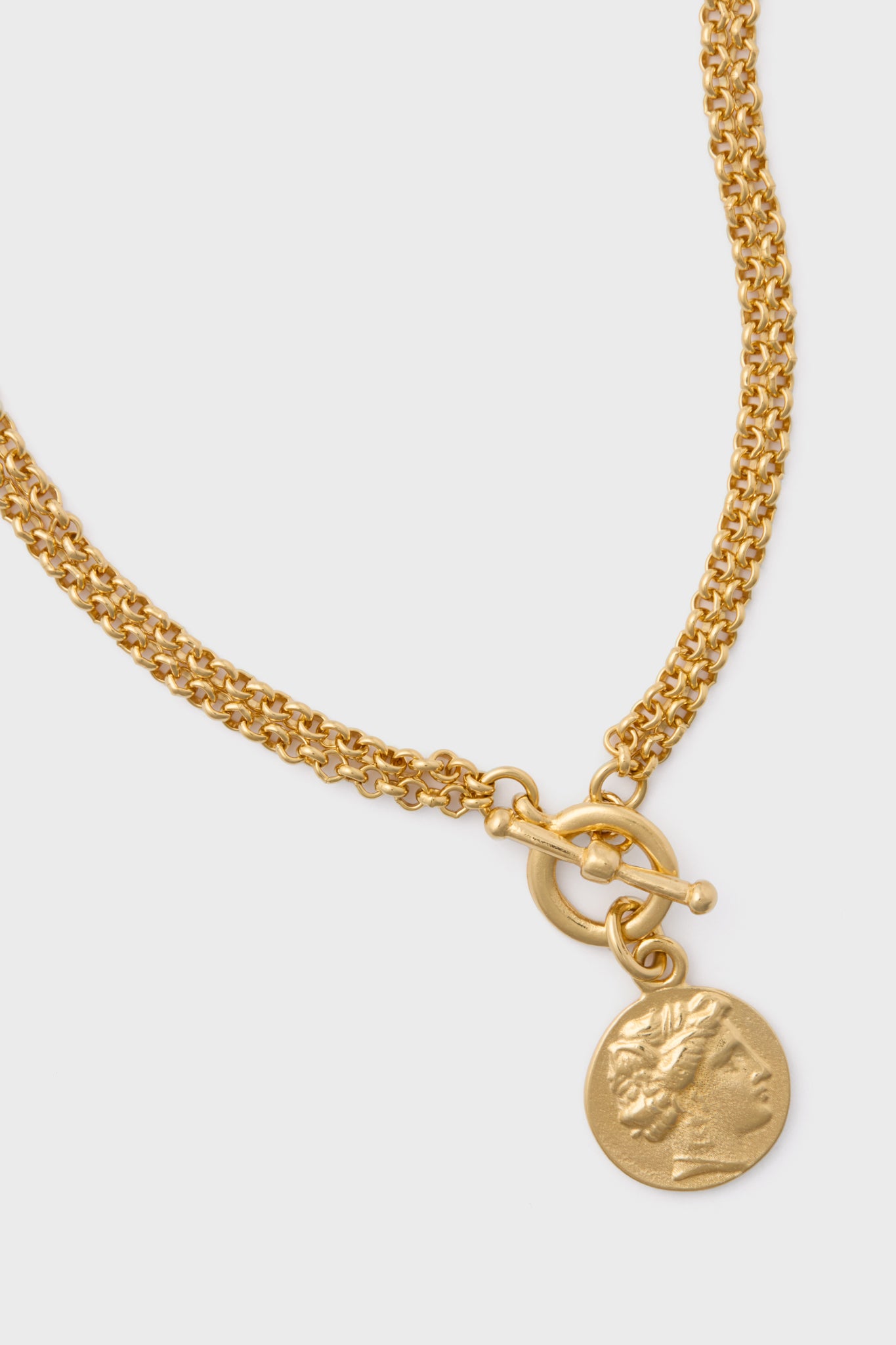 Gold Moroccan Coin Toggle Necklace-Beilave