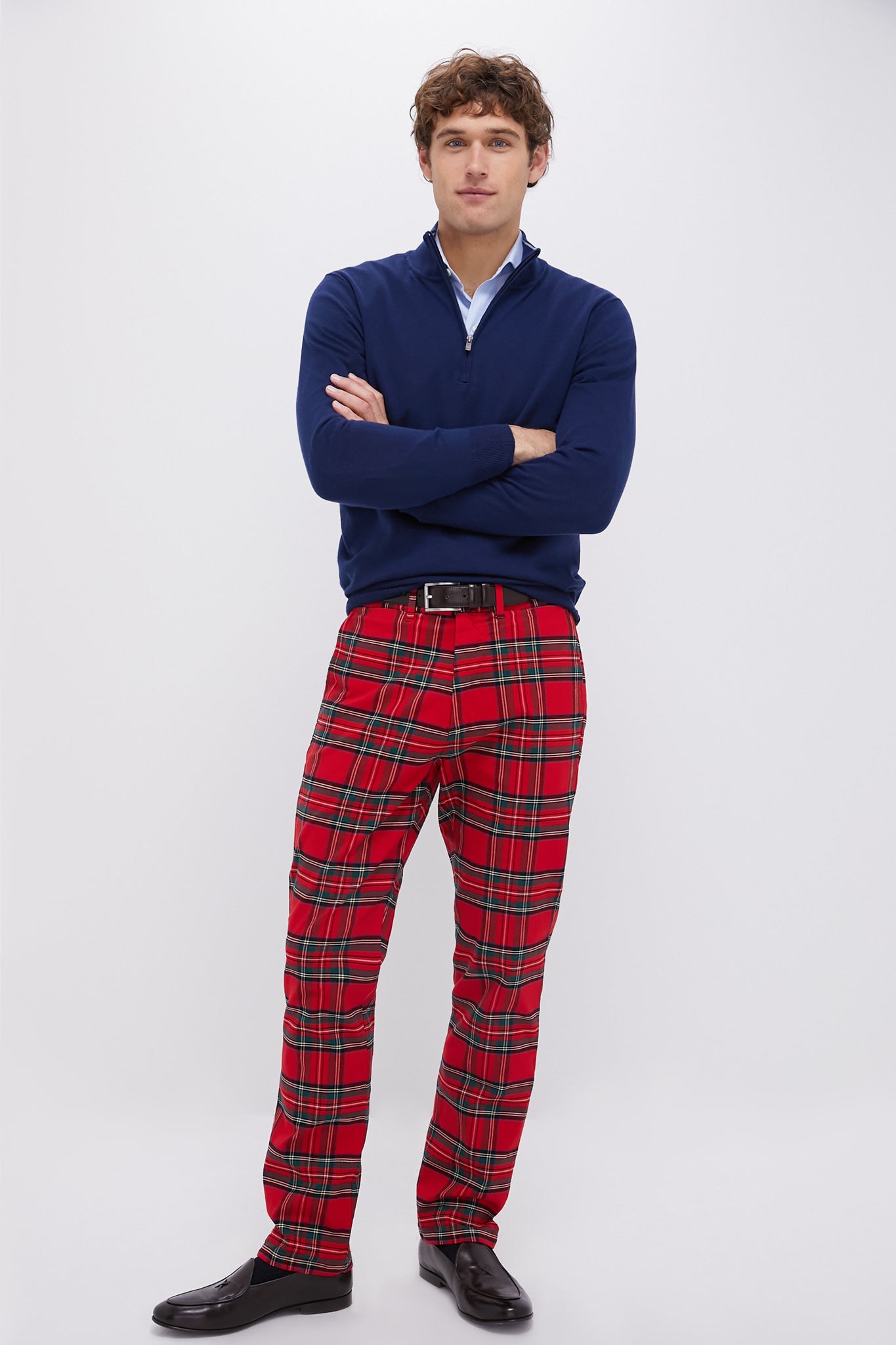 Royal Stewart Tartan Stretch Twill Harbor Pants (32" Inseam)-Beilave