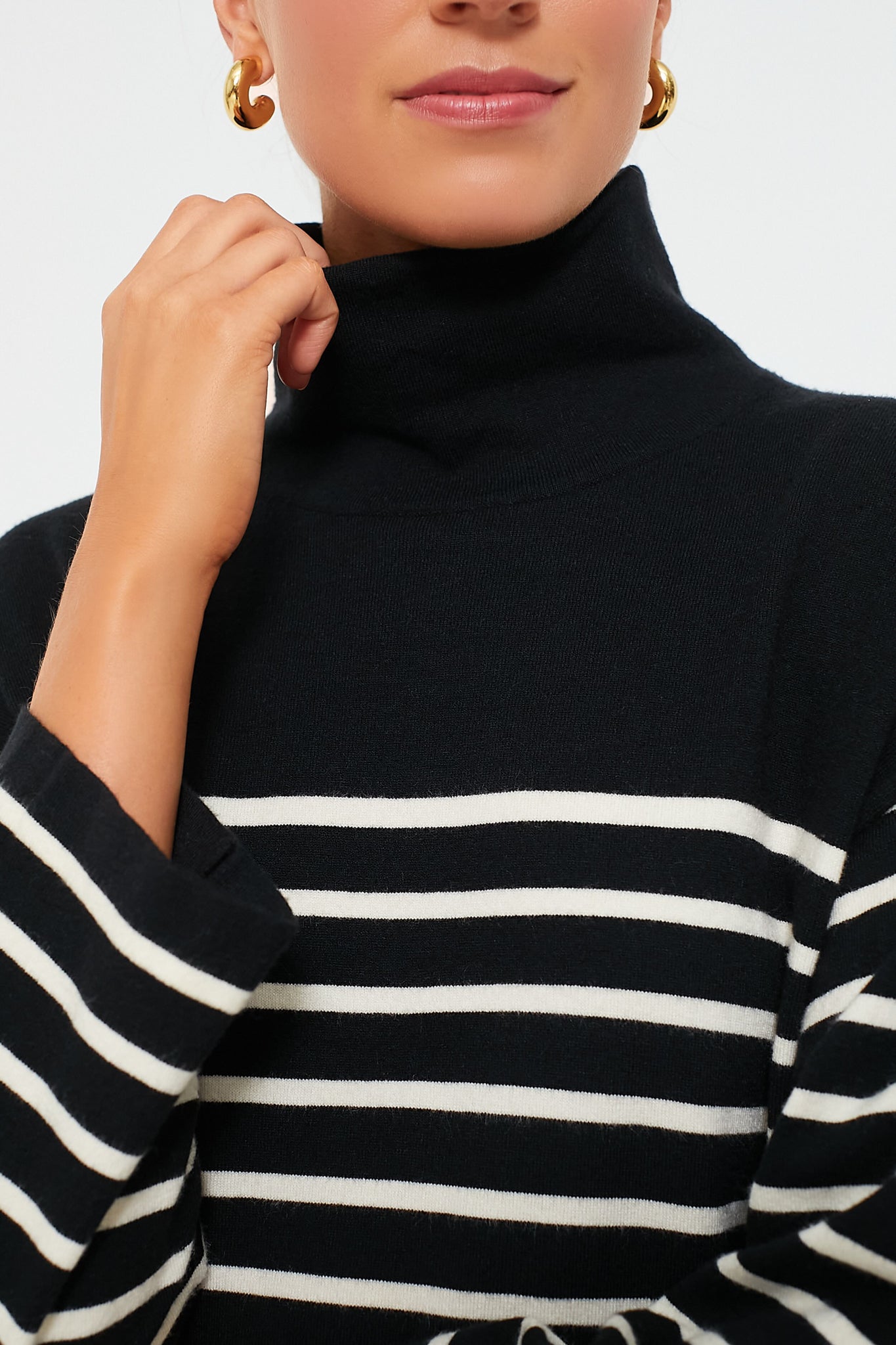 Striped Durand Turtleneck Dress-Beilave