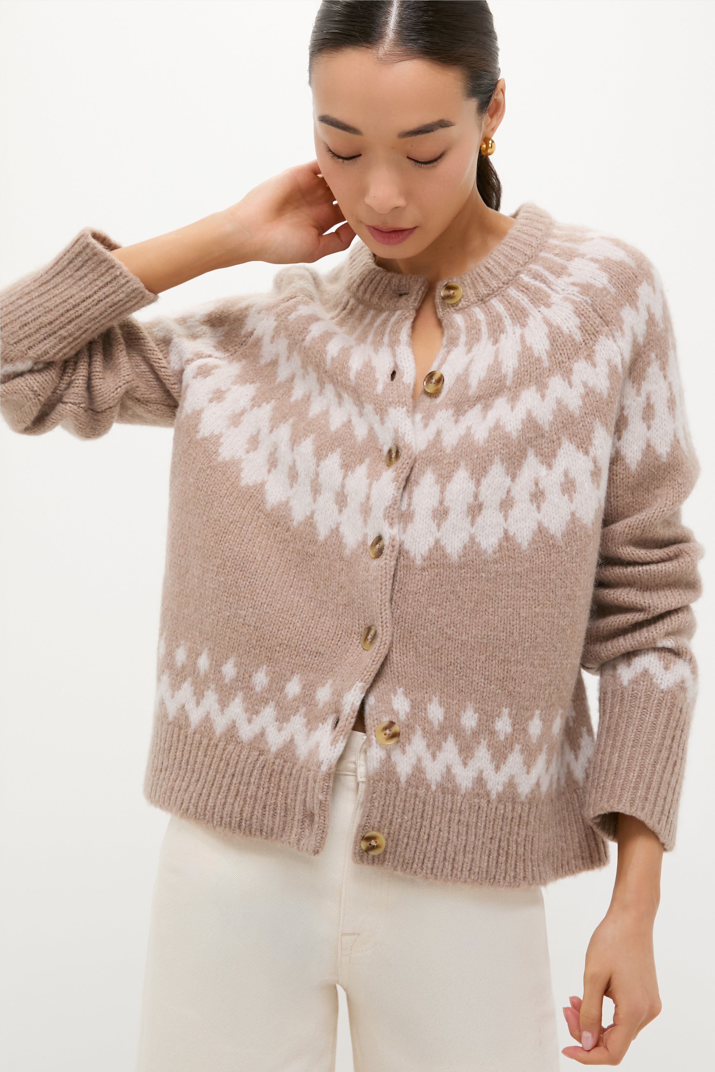 Brown and Gray Marlow Fair Isle Cardigan-Beilave