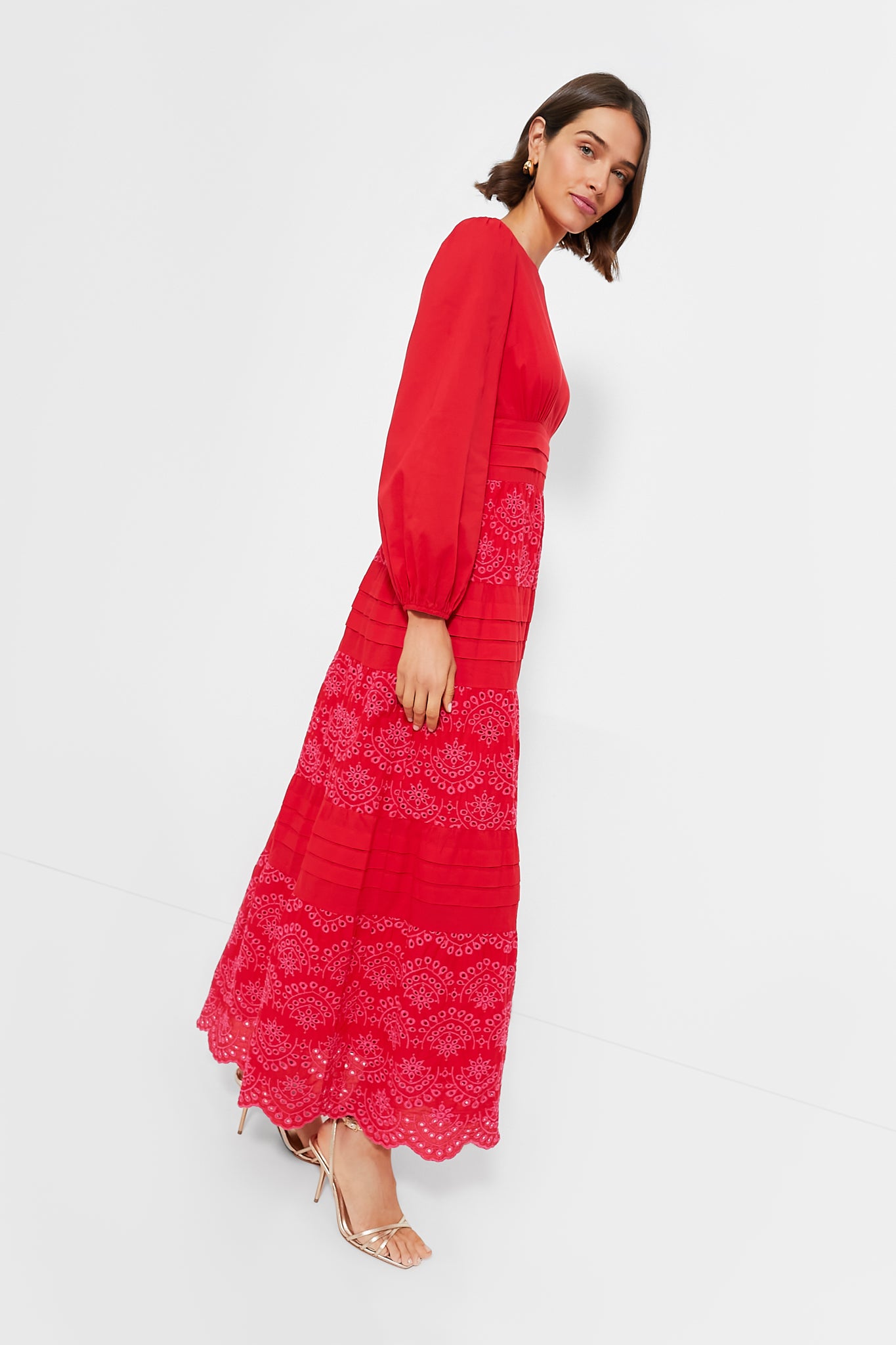 Red Eyelet Lola Maxi Dress-Beilave