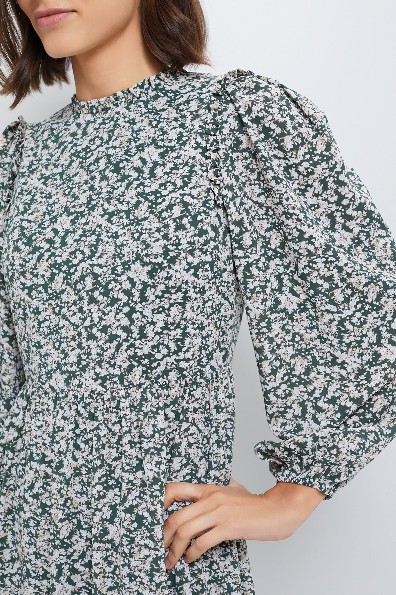 Green Floral Jesse Midi Dress-Beilave