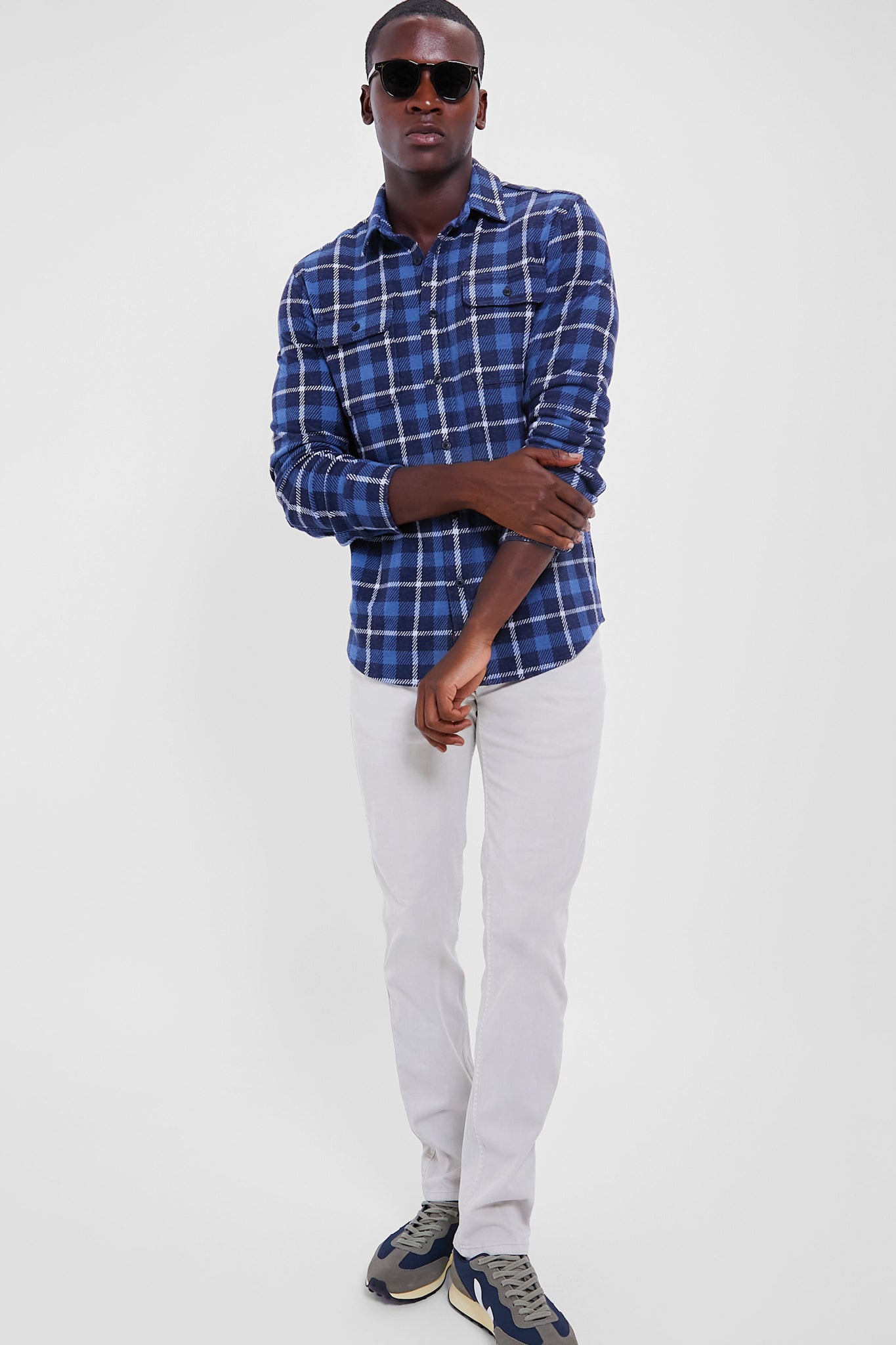 Blue Winds Plaid Legend Sweater Shirt-Beilave