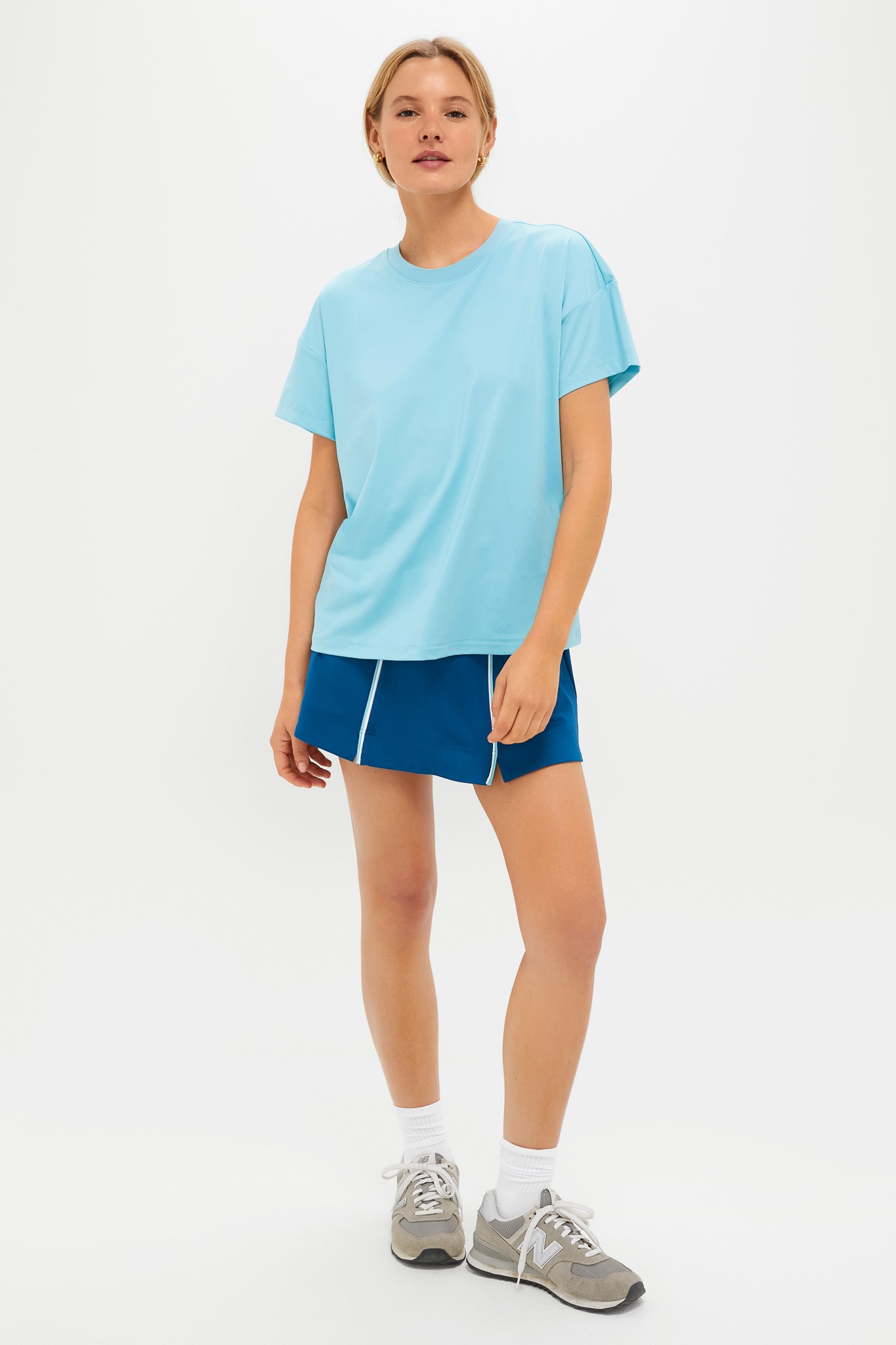 Bright Blue Short Sleeve Performance Jersey Ryan Boyfriend Tee-Beilave