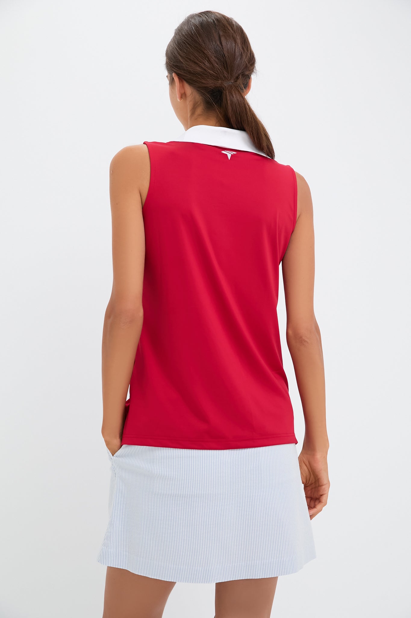 Red Sleeveless Performance Jersey Caroline Polo-Beilave