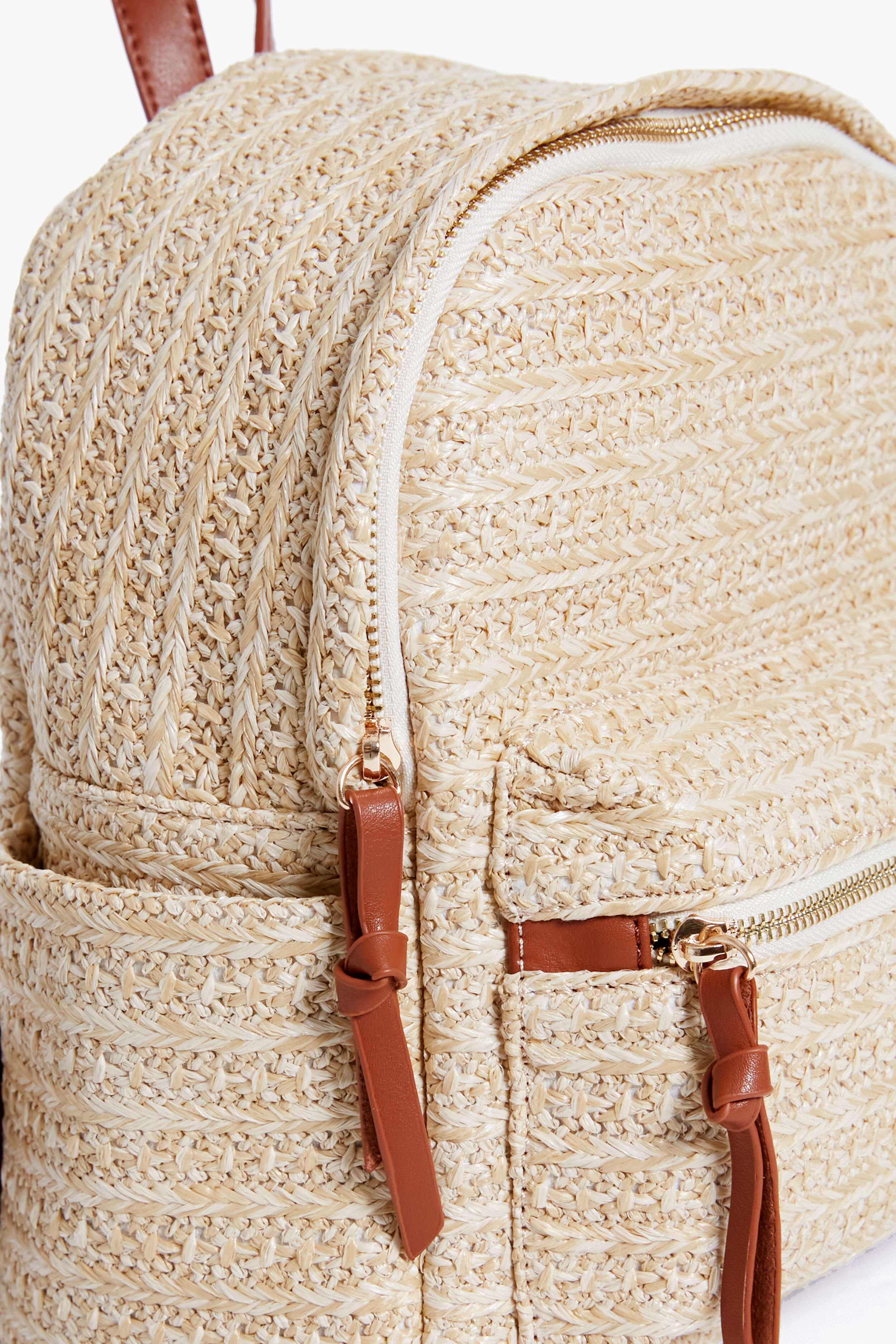 Raffia Braided Backpack-Beilave