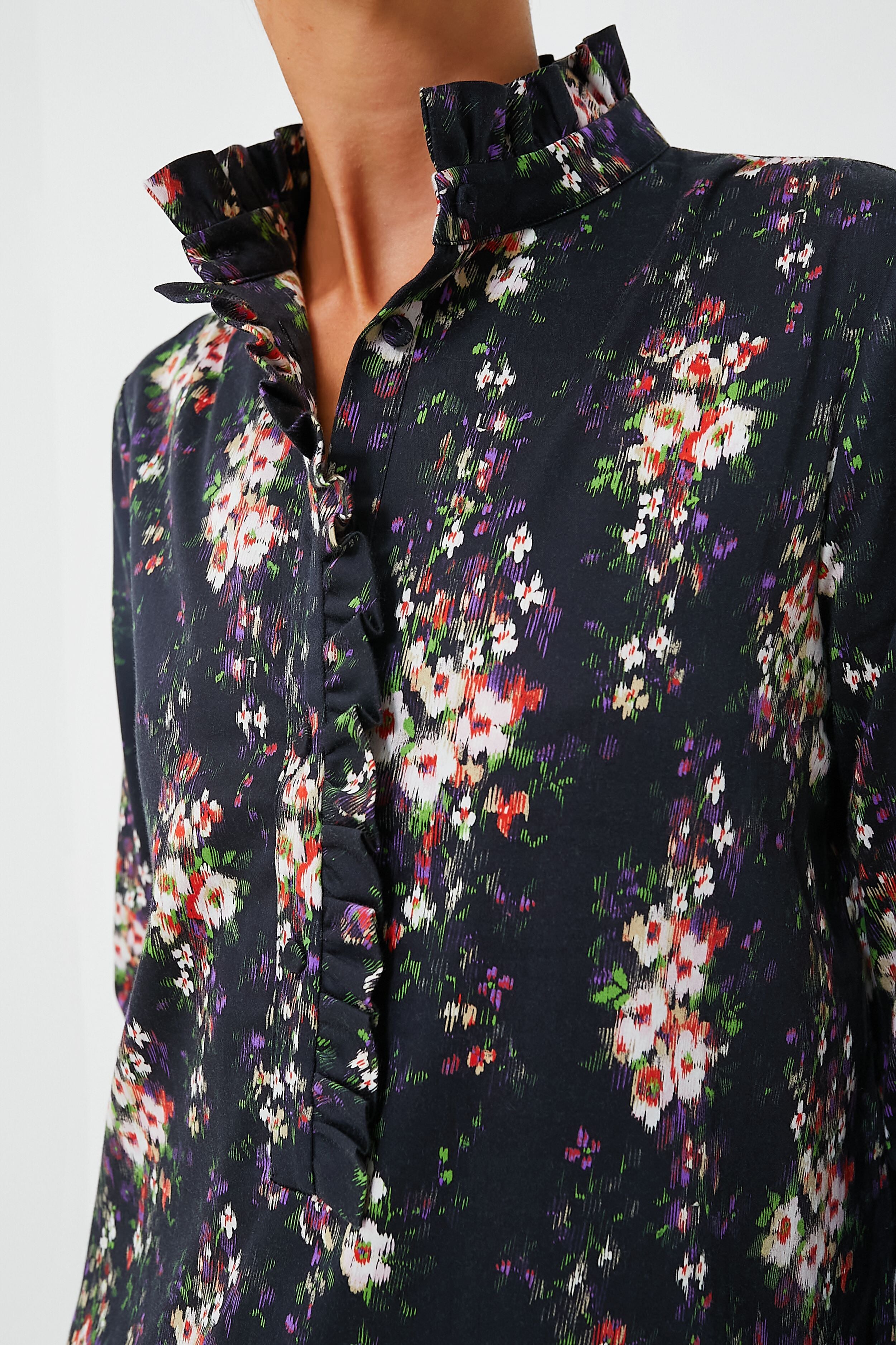 Onyx Falling Flowers Bouquet Tate Dress-Beilave