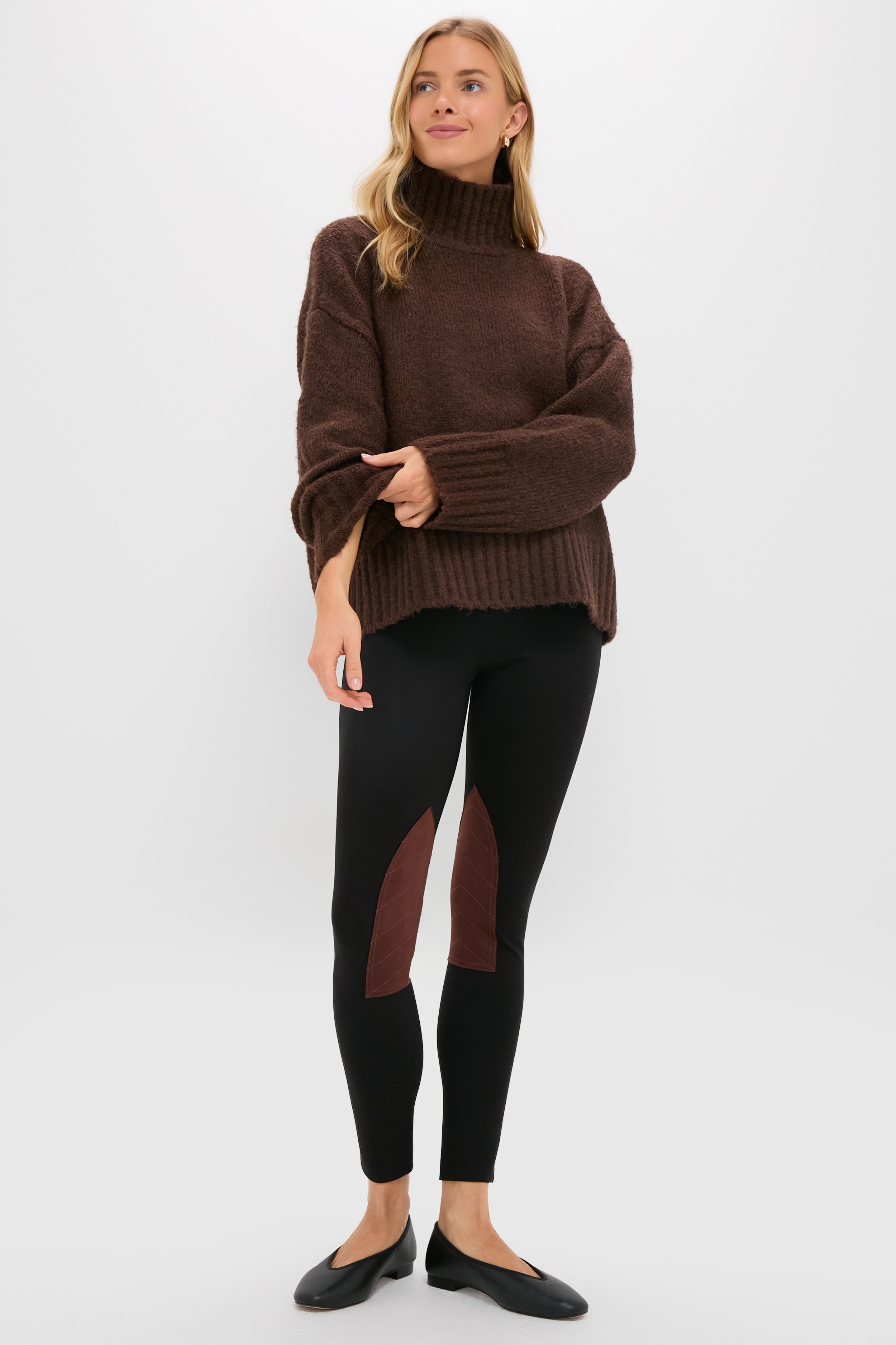 Chocolate Boucle Hannah Turtleneck Sweater-Beilave
