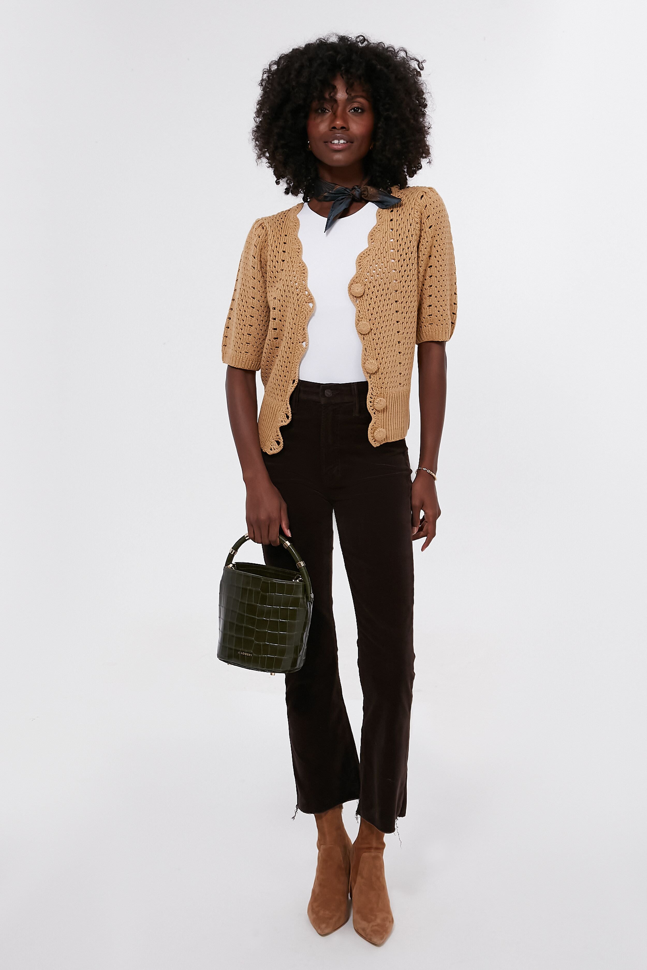 Tan Short Sleeve Alice Cardigan-Beilave