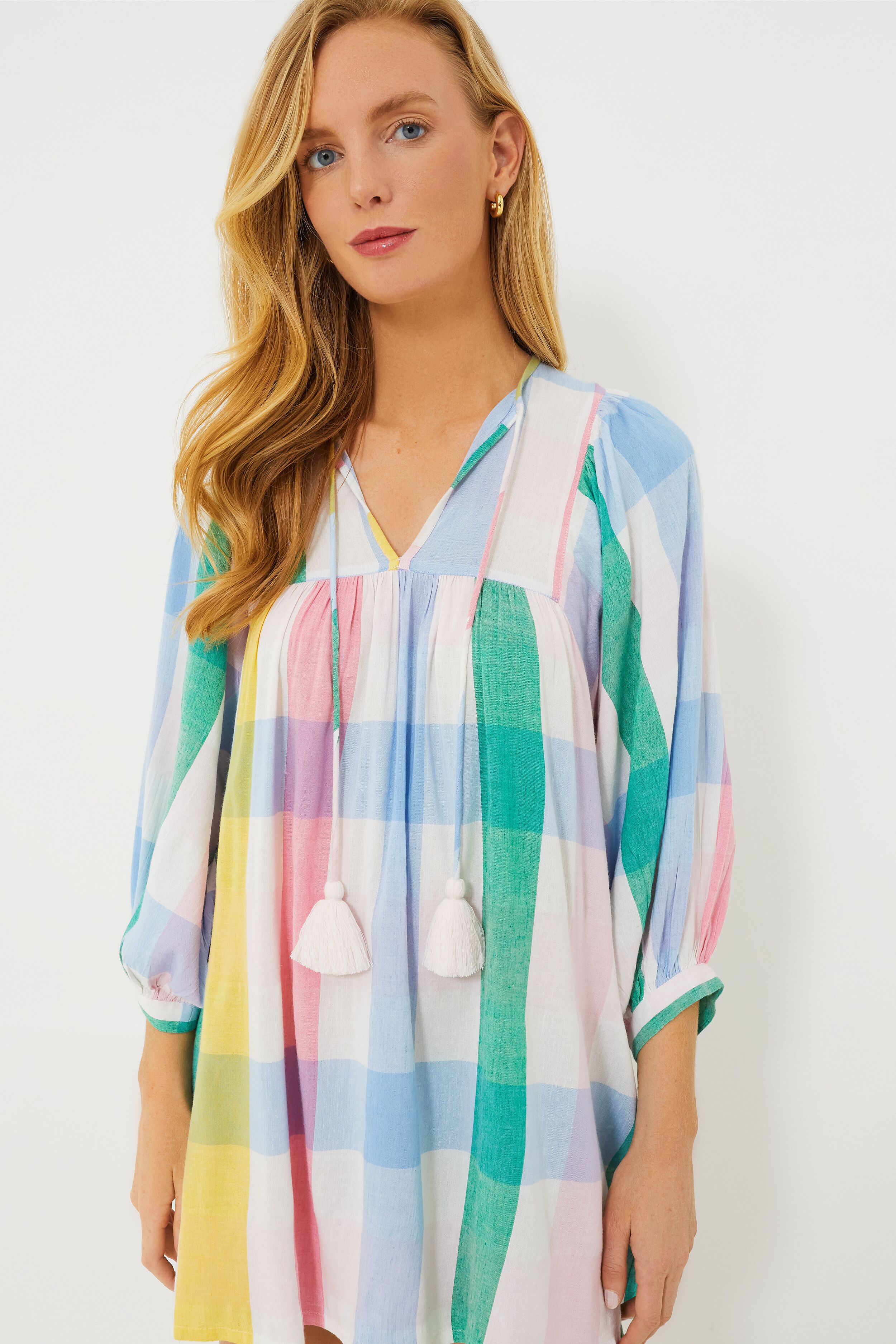 Pastel Plaid Daisy Dress-Beilave