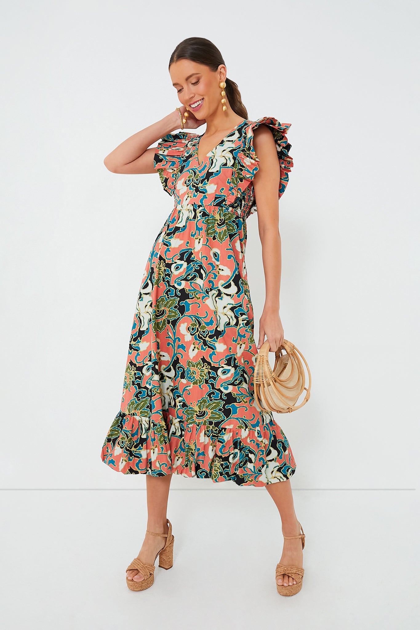 Gypsy Bloom Barbara Printed Midi Dress-Beilave