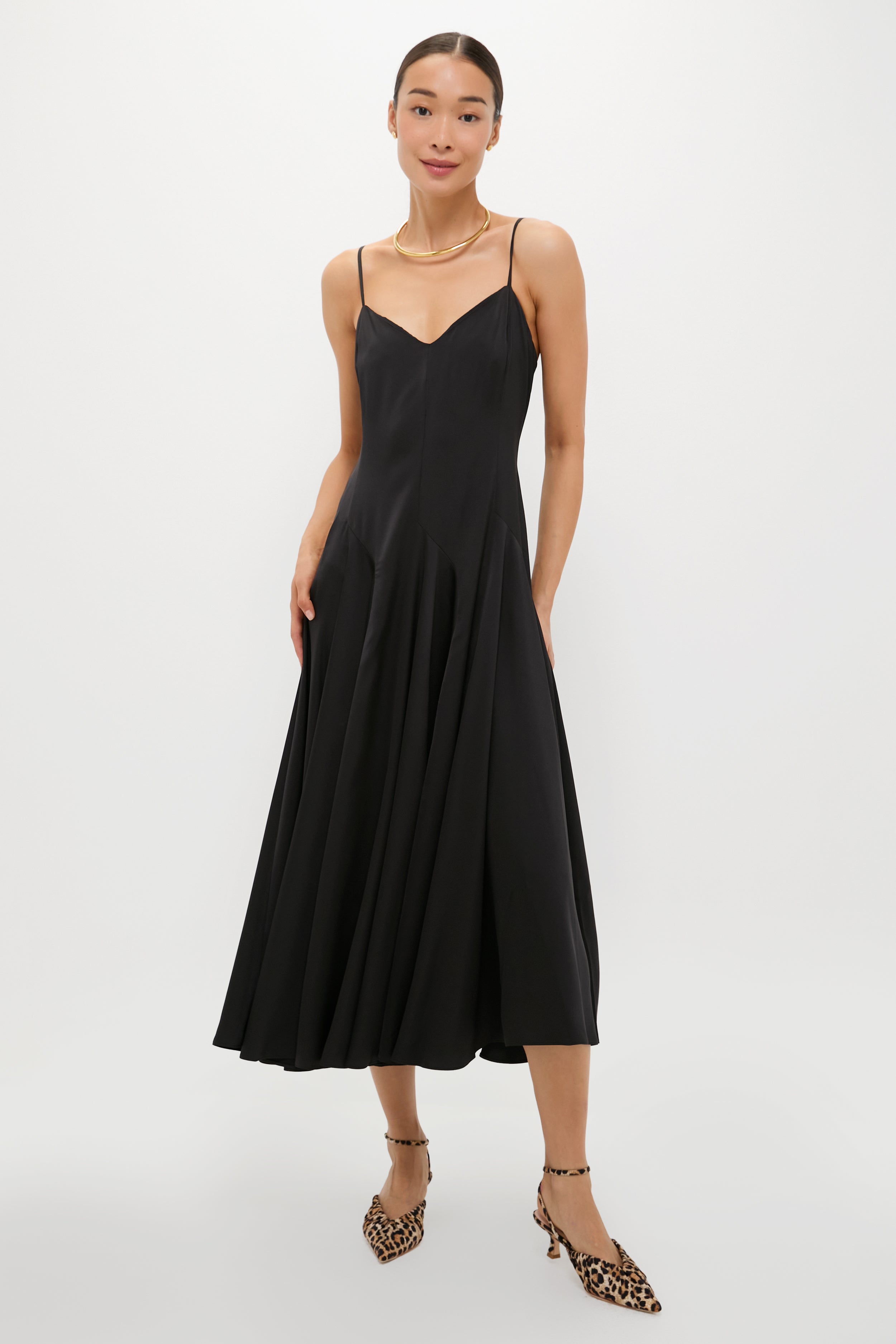 Polo Black Paneled Satin Dress-Beilave