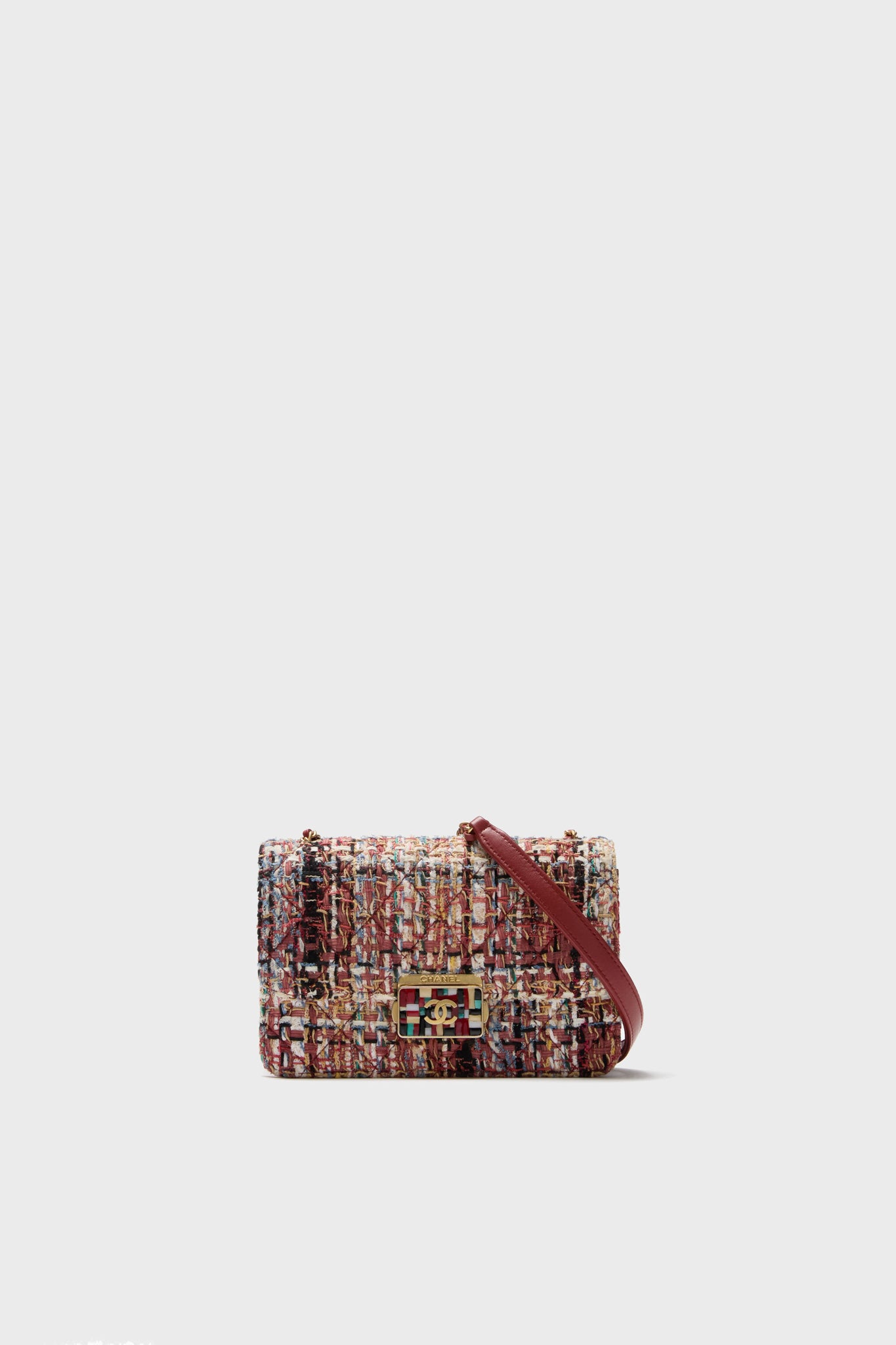 CHANEL Red Tweed Beauty Lock Flap Bag-Beilave
