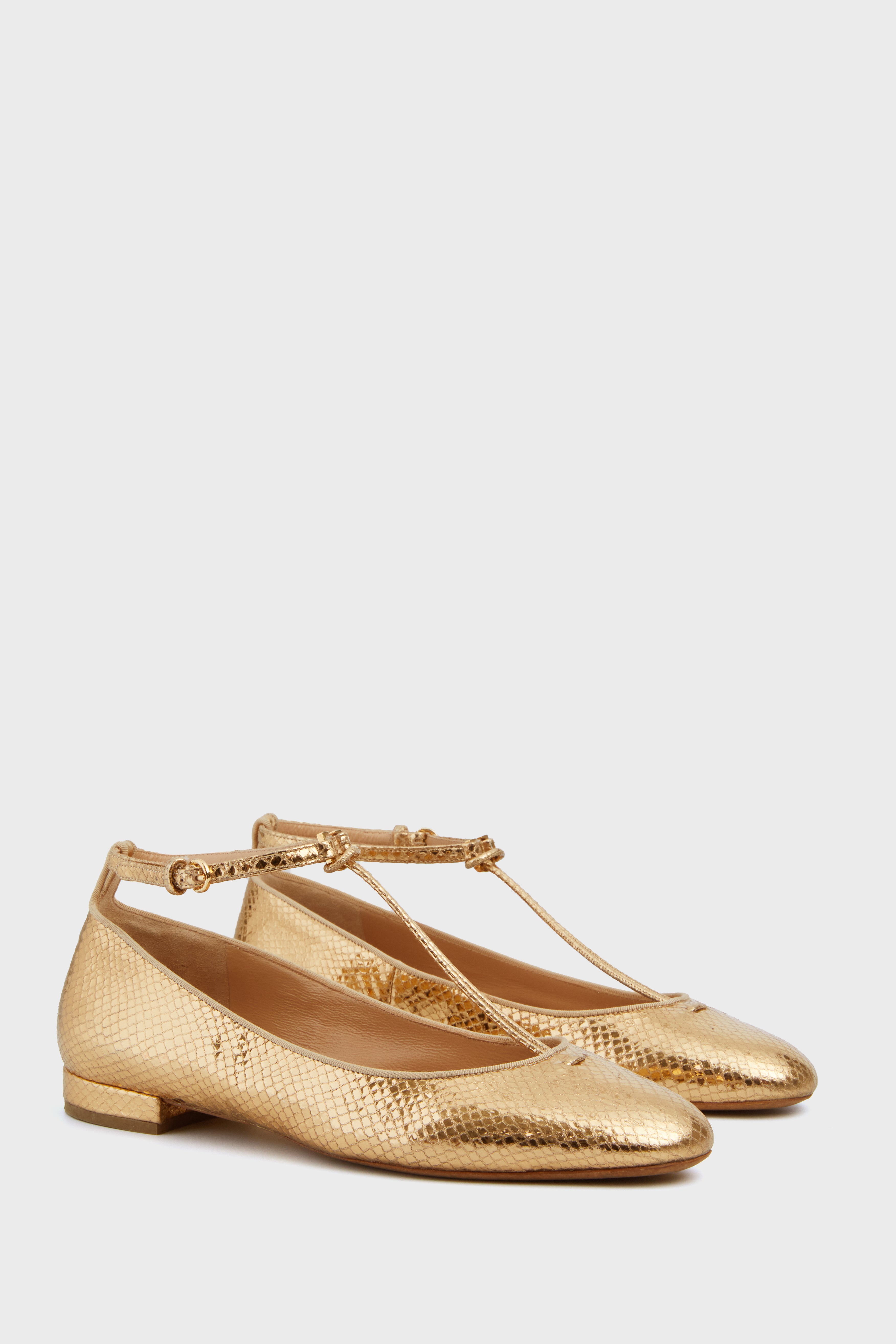 Gold Mary Jane Ballet Flats-Beilave