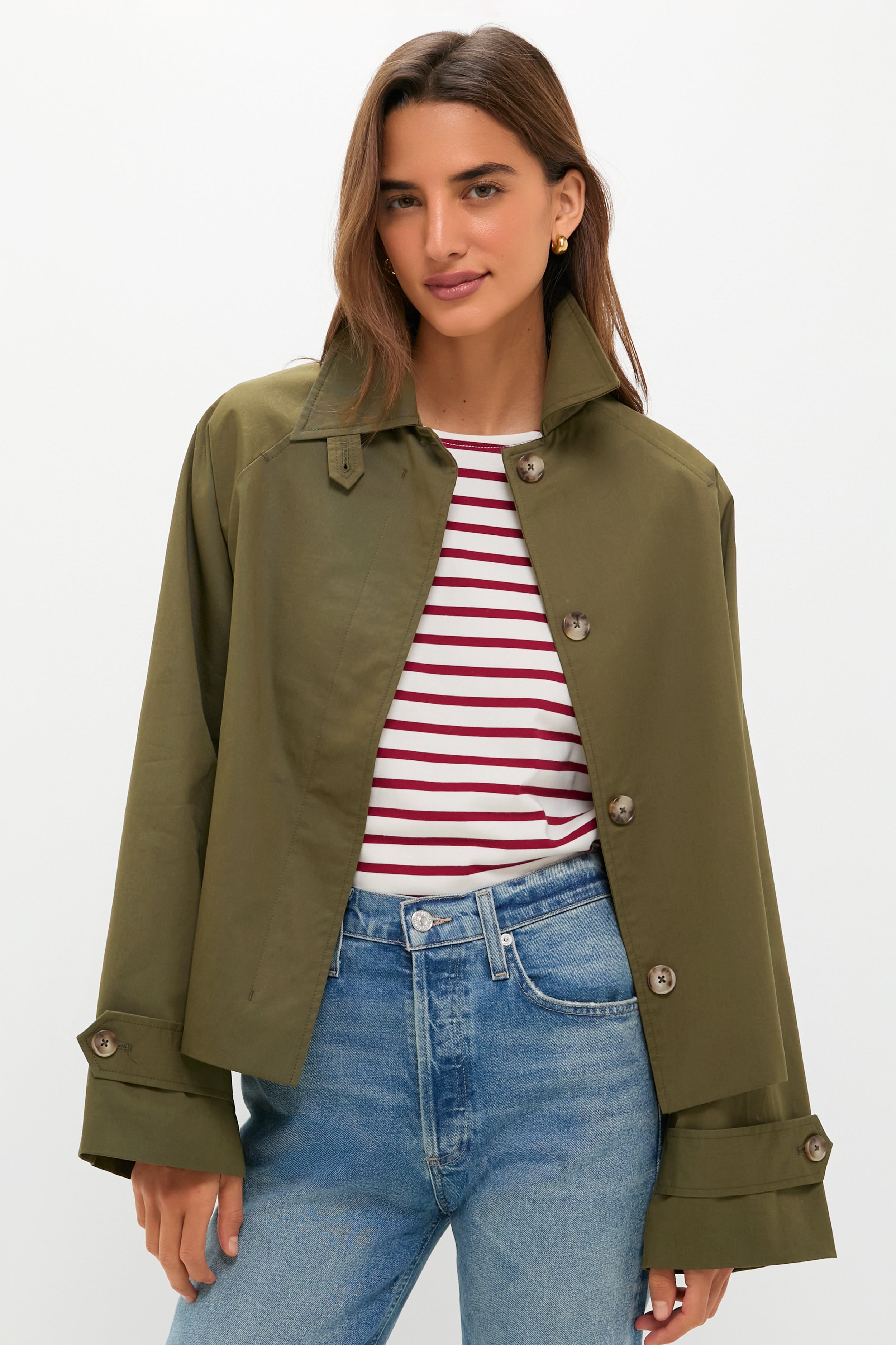 Olive Drew Short Trench Coat-Beilave
