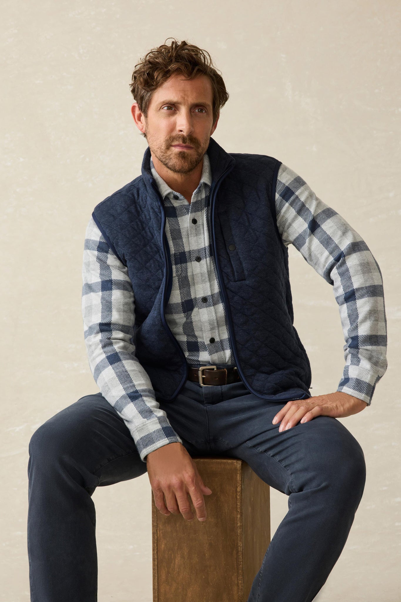 Snowy Night Check Legend Sweater Shirt-Beilave