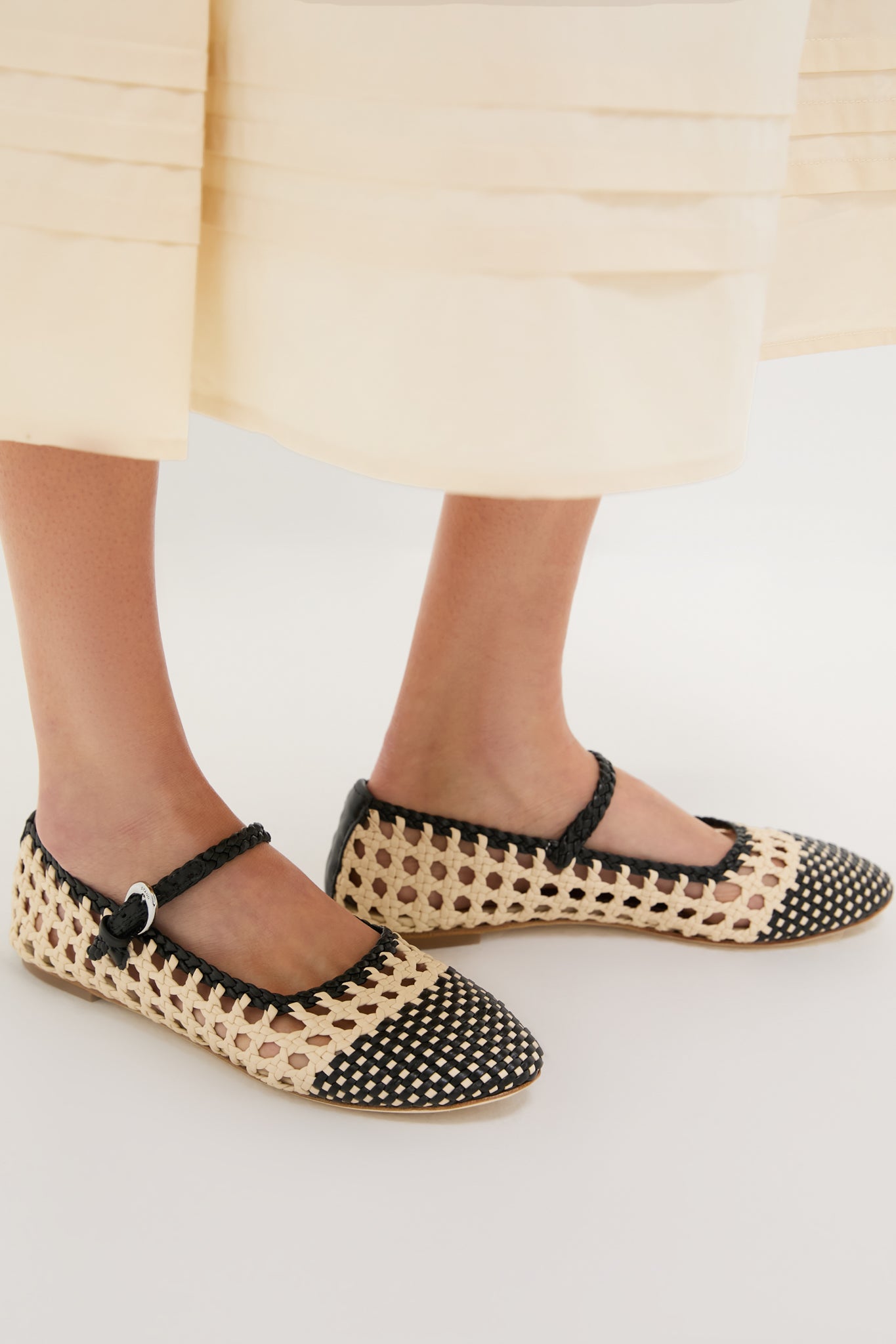 Cream and Black Mary Jane Nell Flat-Beilave