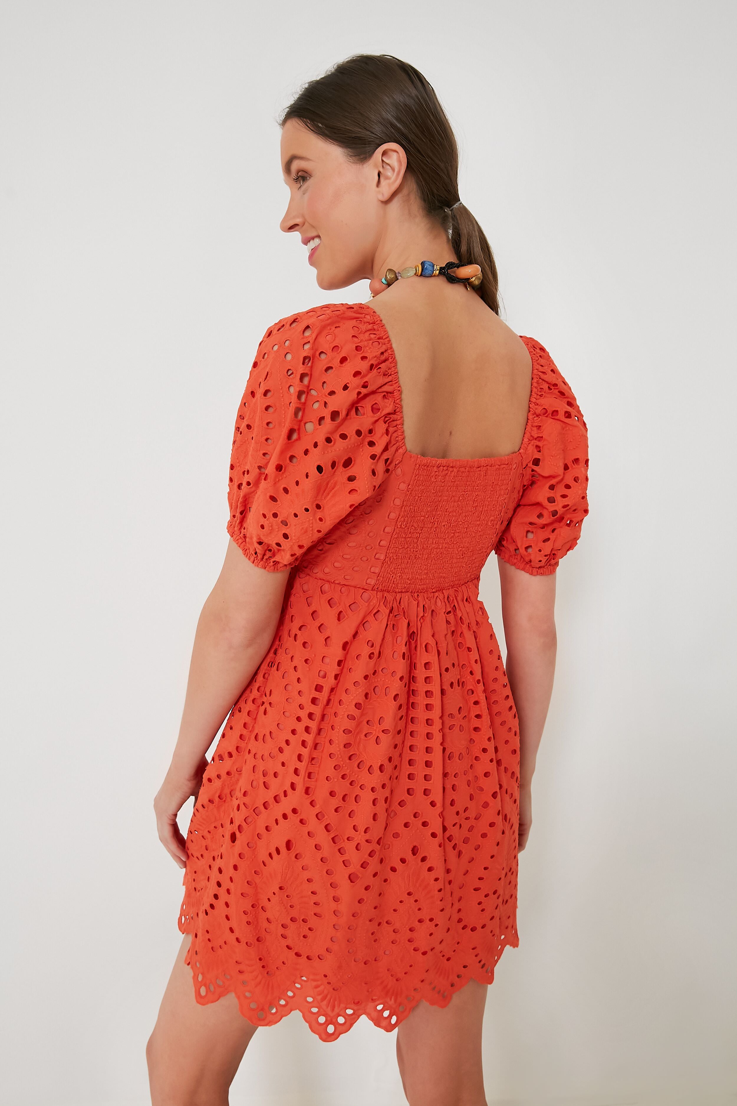 Orange Eyelet Clara Mini Dress-Beilave