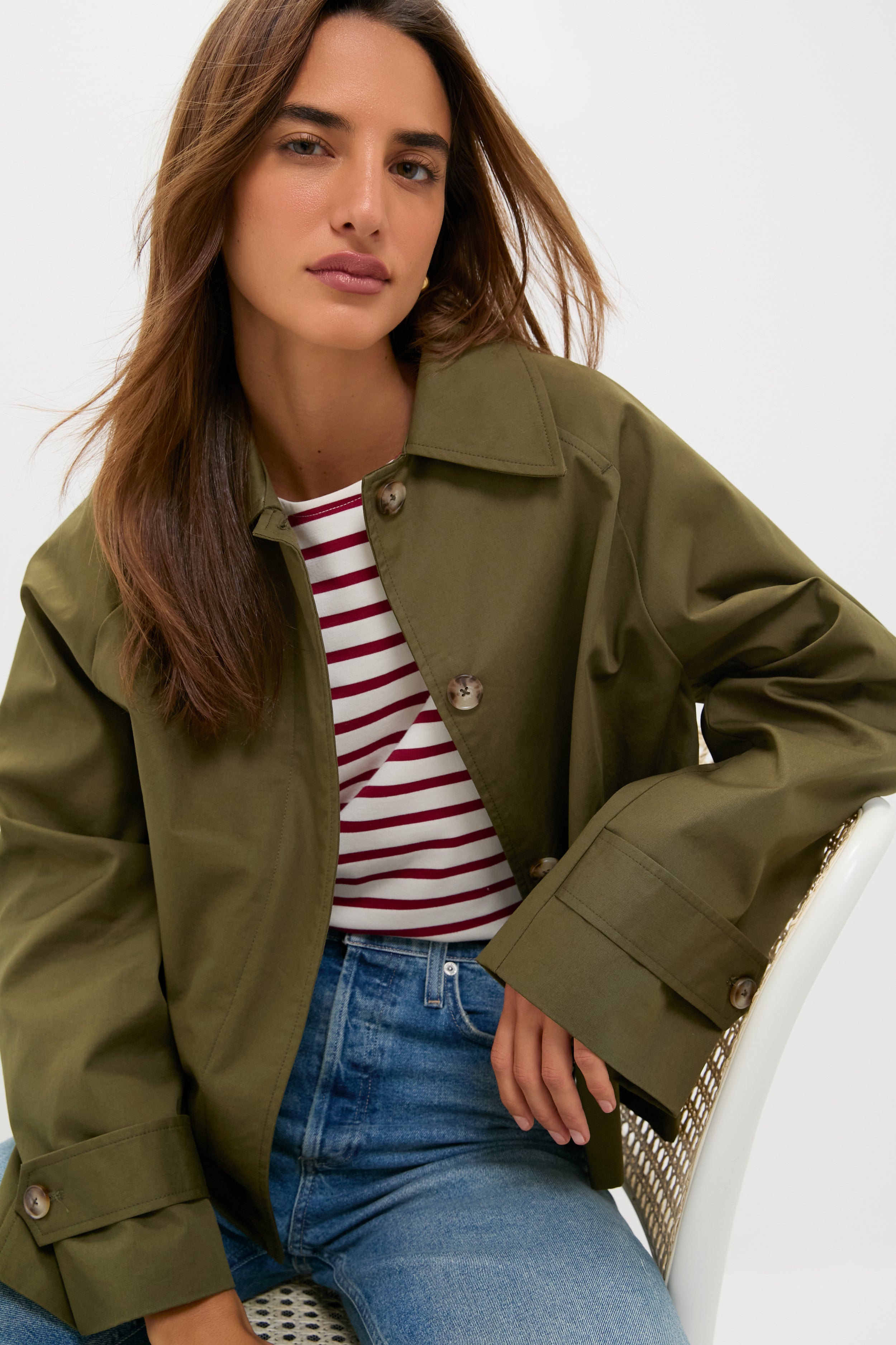 Olive Drew Short Trench Coat-Beilave