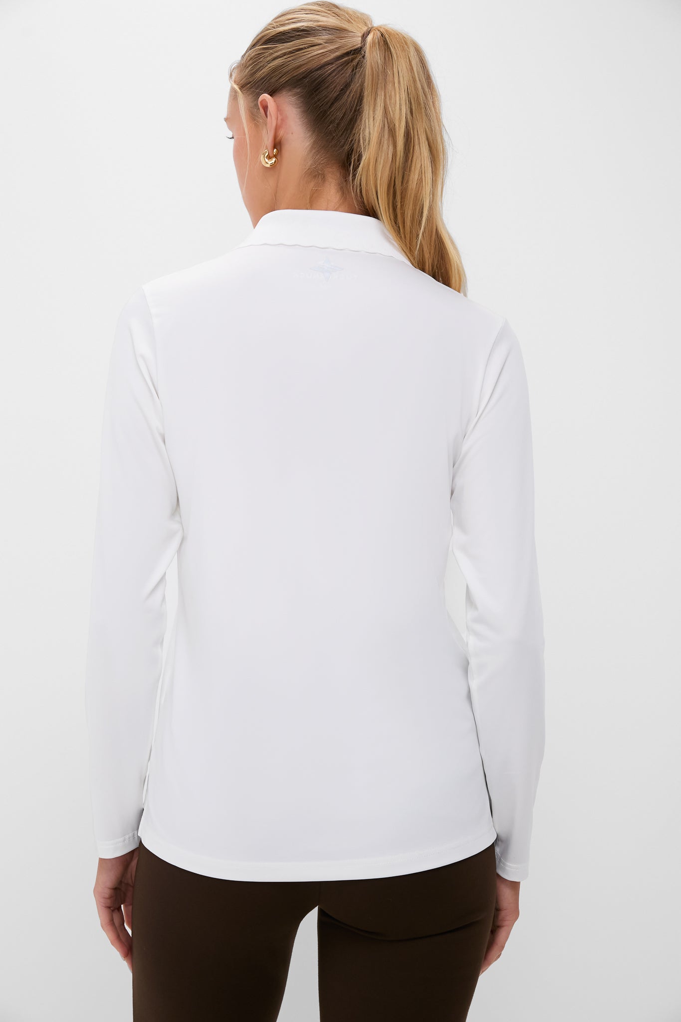 White Long Sleeve Performance Jersey Caroline Polo-Beilave