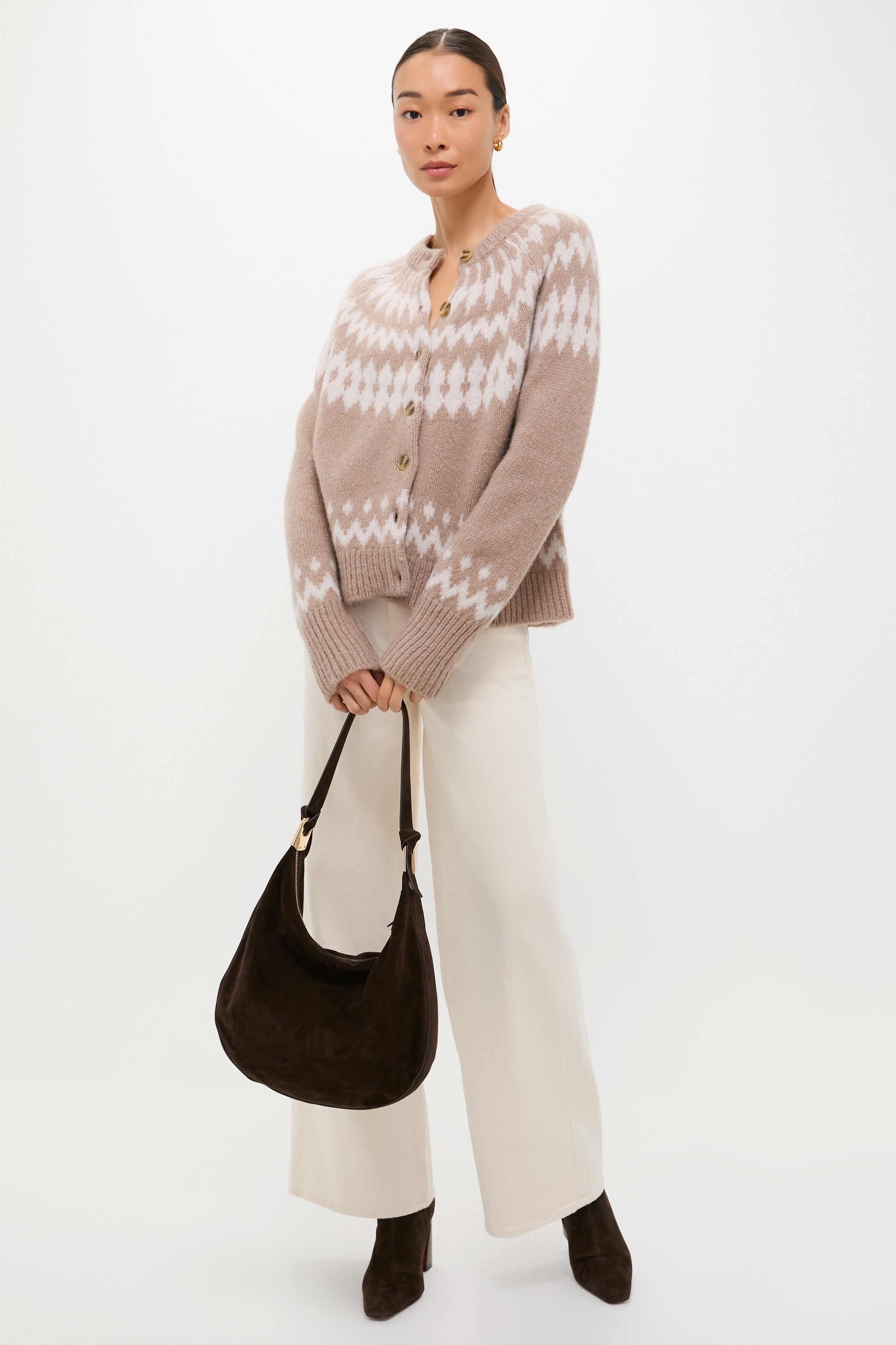 Brown and Gray Marlow Fair Isle Cardigan-Beilave