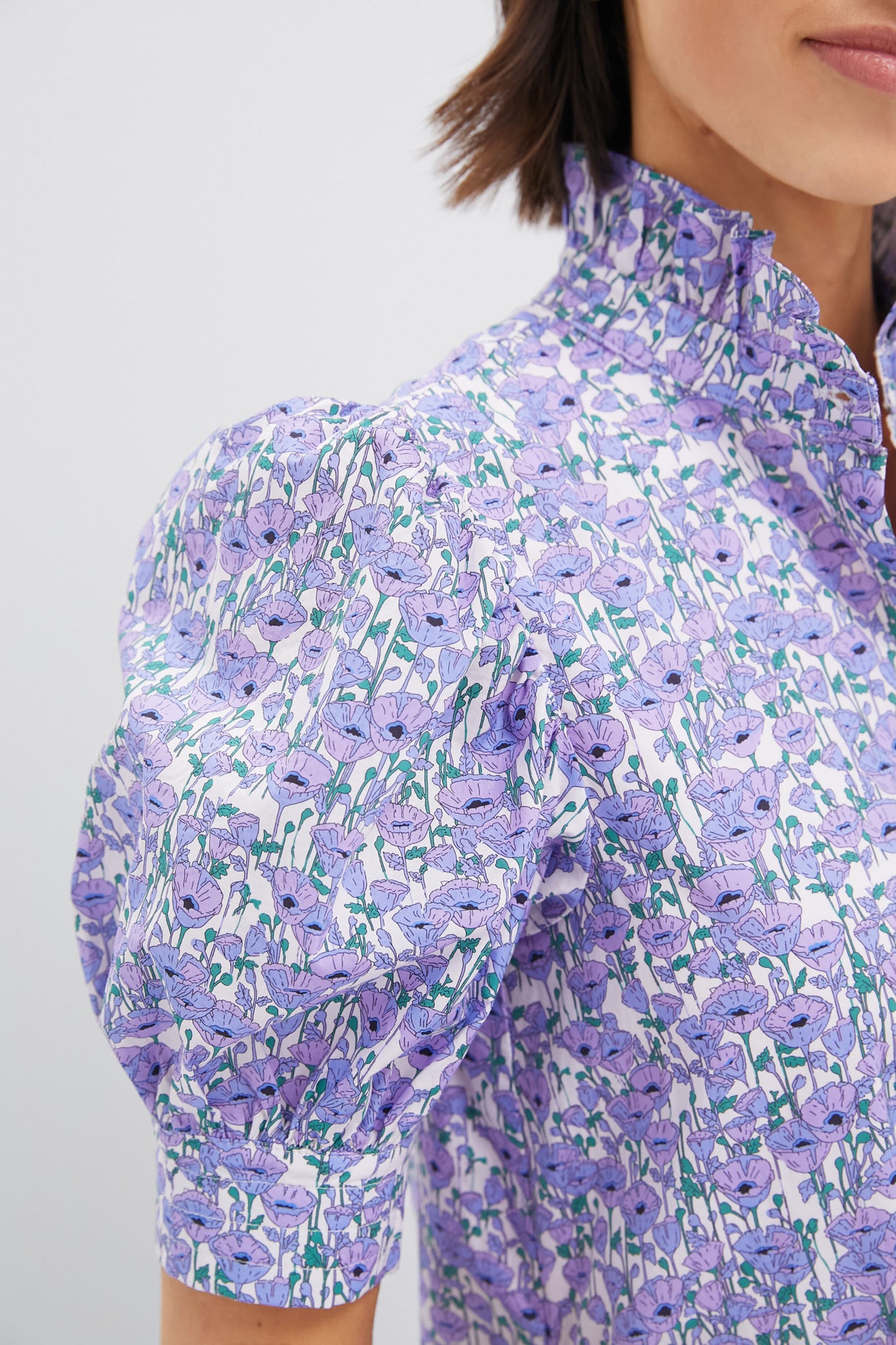 Purple Poppies Ruffle Collar Louisa Maxi Dress-Beilave