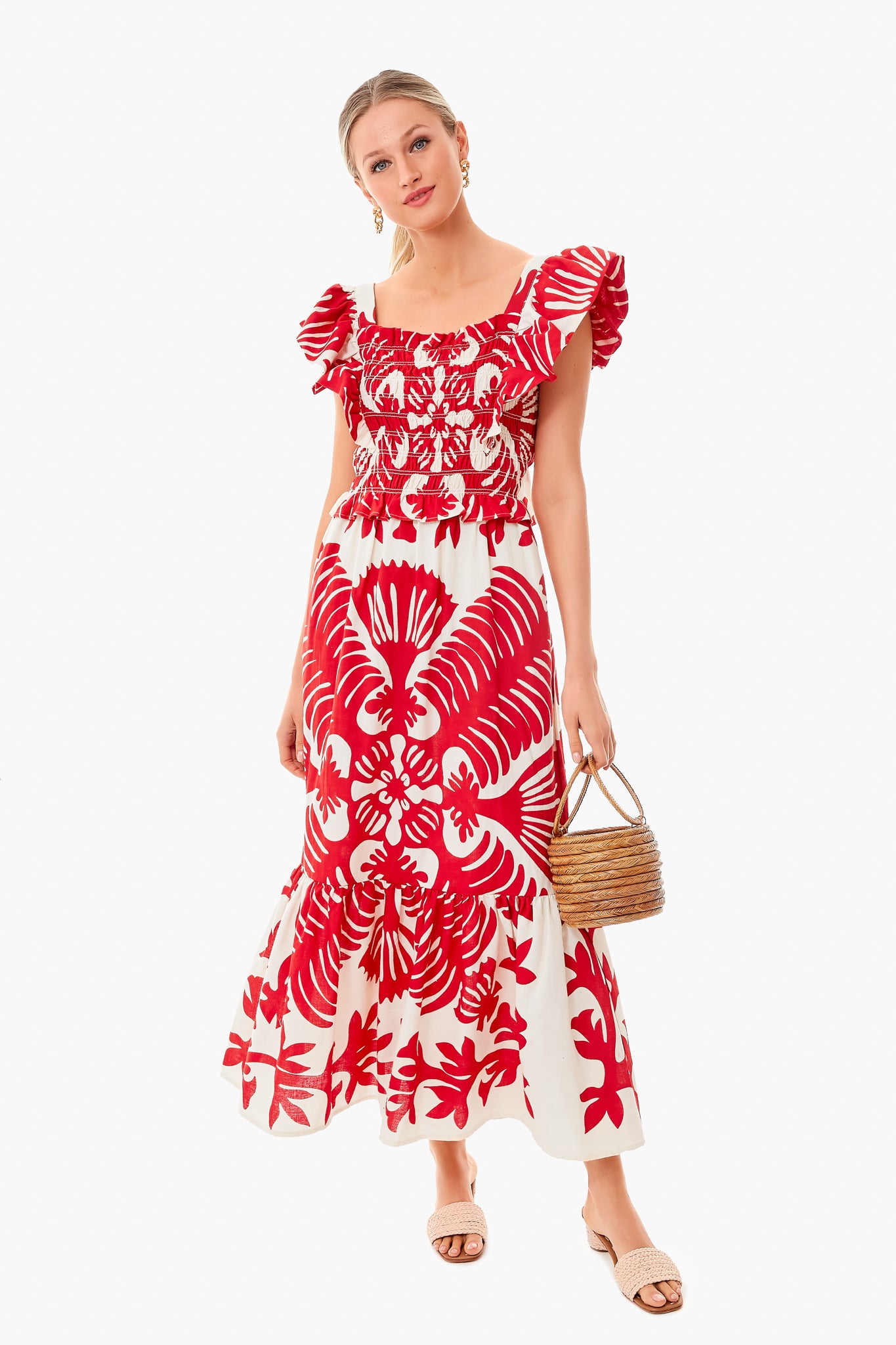 Ruby Henrietta Print Smocked Slip Dress-Beilave
