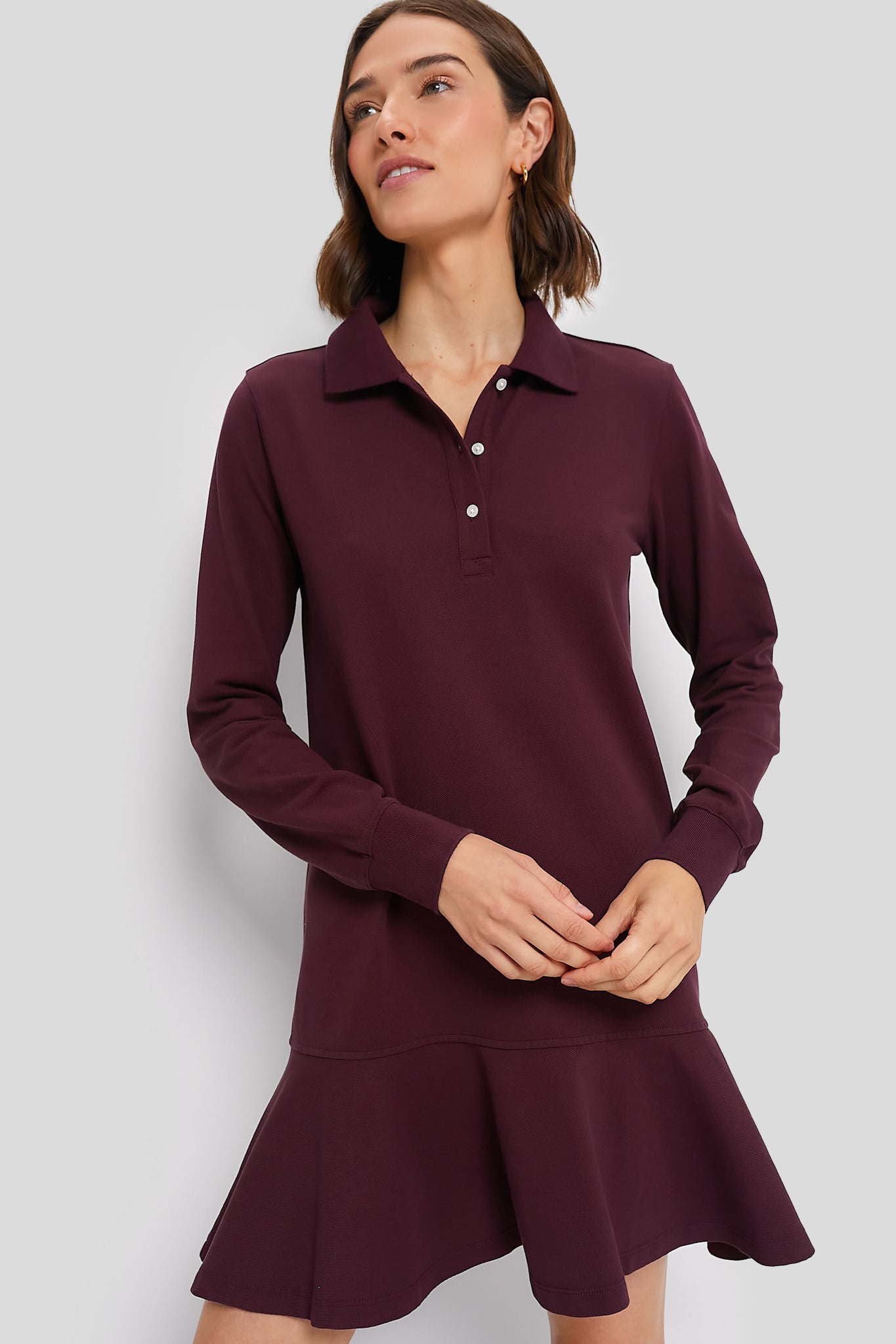 Winetasting Long Sleeve Pique May Polo Dress-Beilave