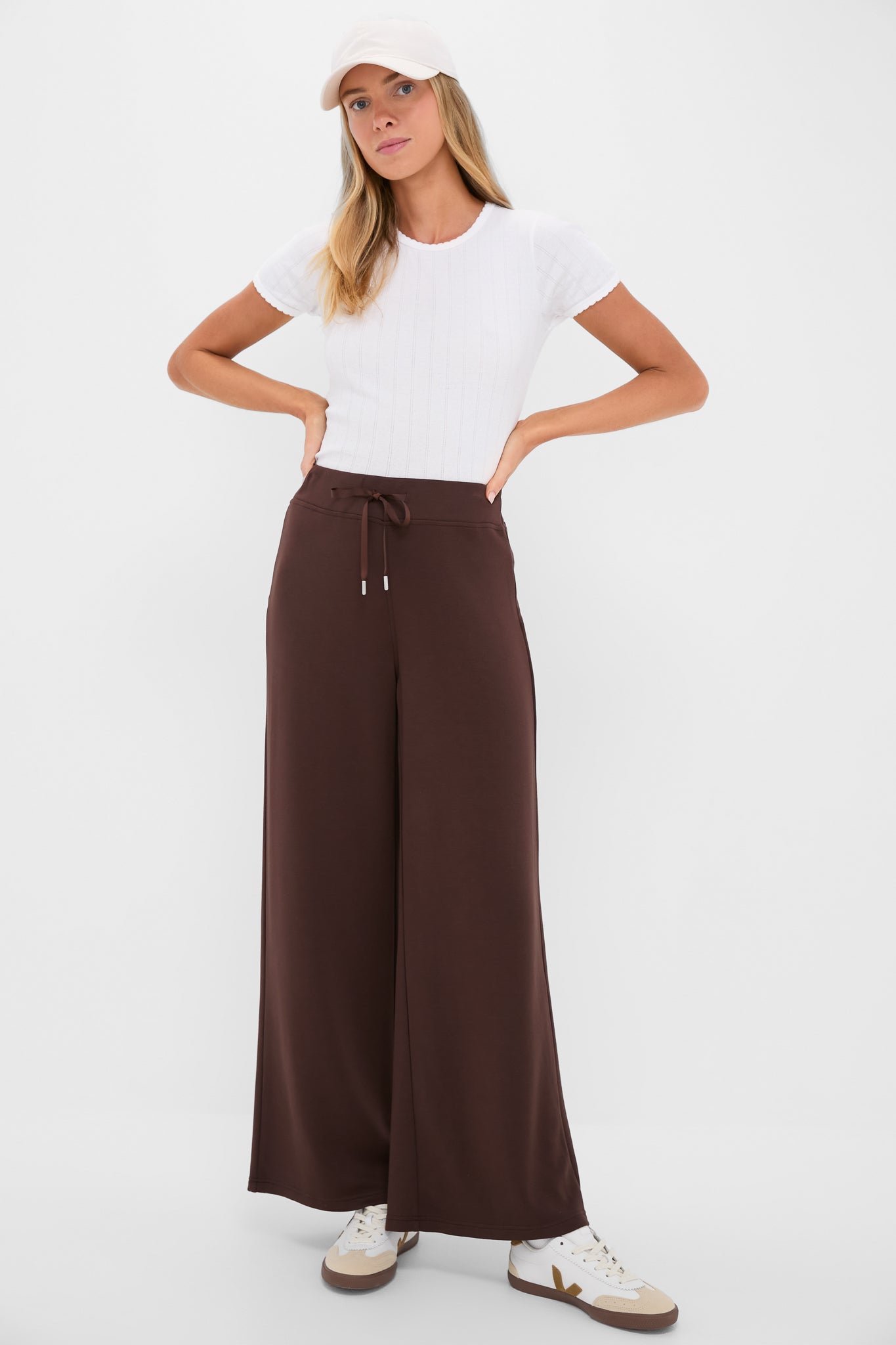 Chocolate Brown Wide Leg Comfort Stretch Finn Pants-Beilave