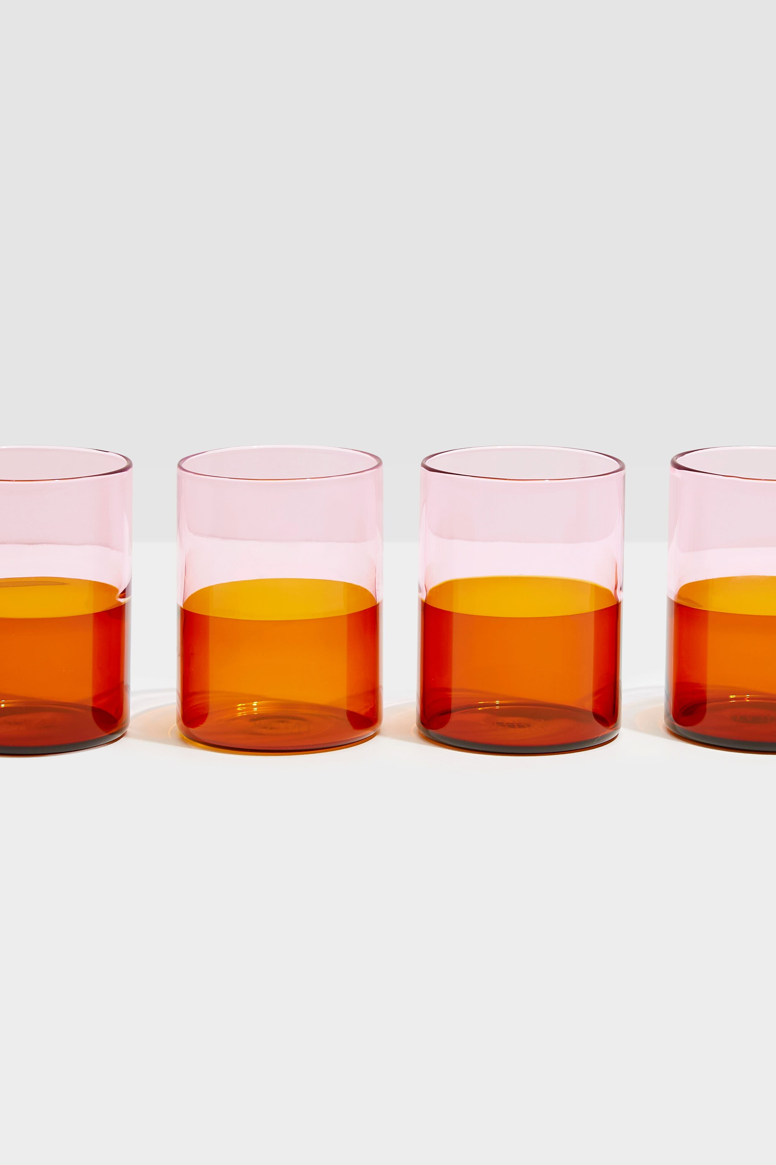 Pink and Amber Two Tone Glasses Set of 4-Beilave