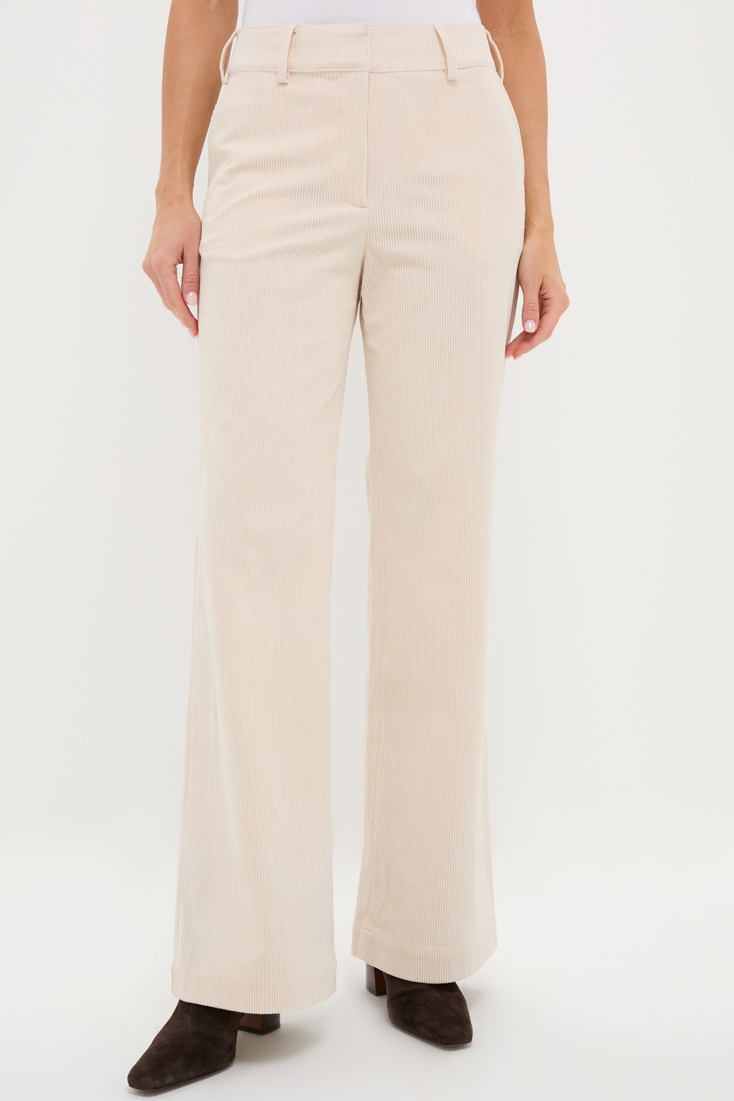 Cream Wide Wale Corduroy Hunter Pants-Beilave