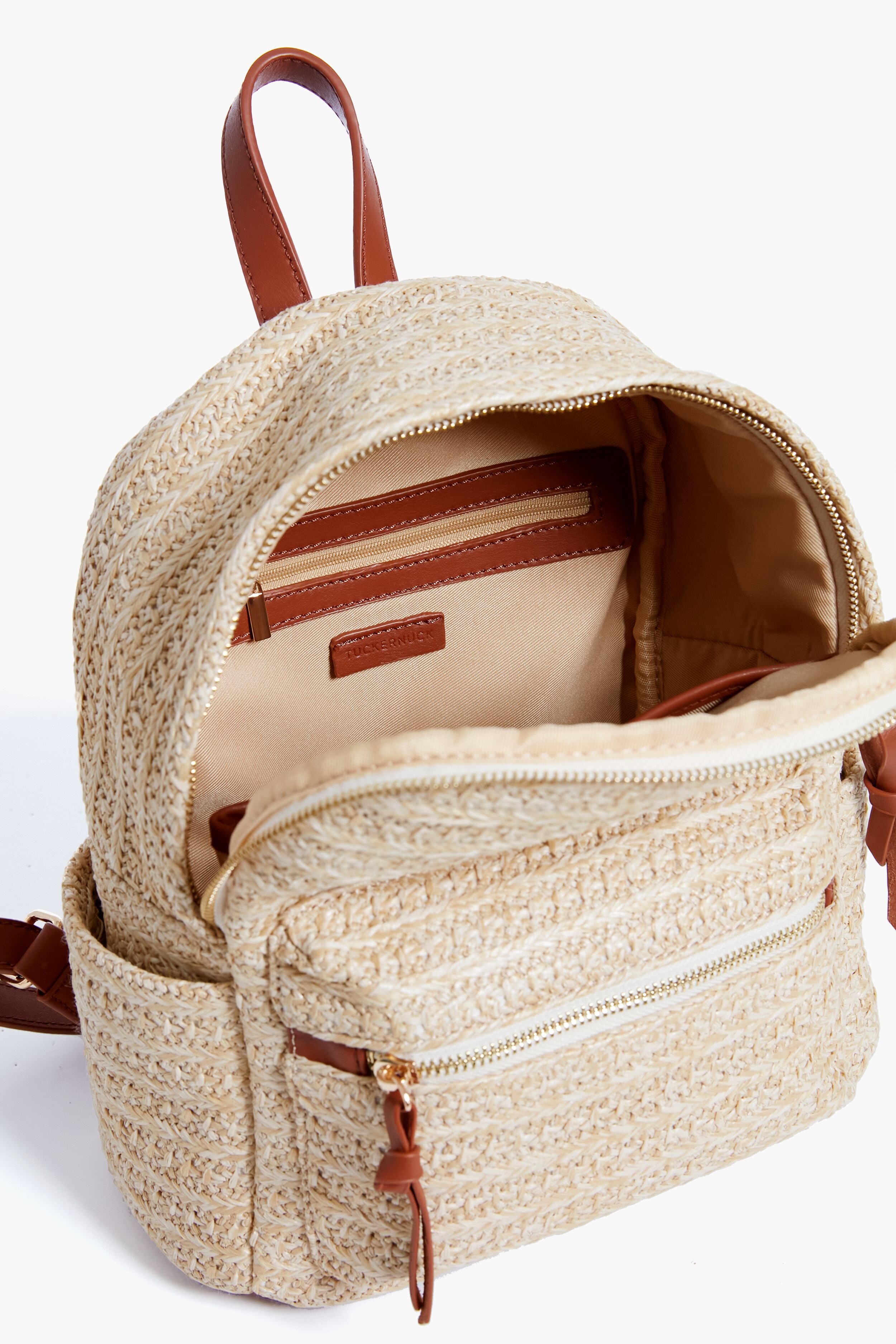 Raffia Braided Backpack-Beilave