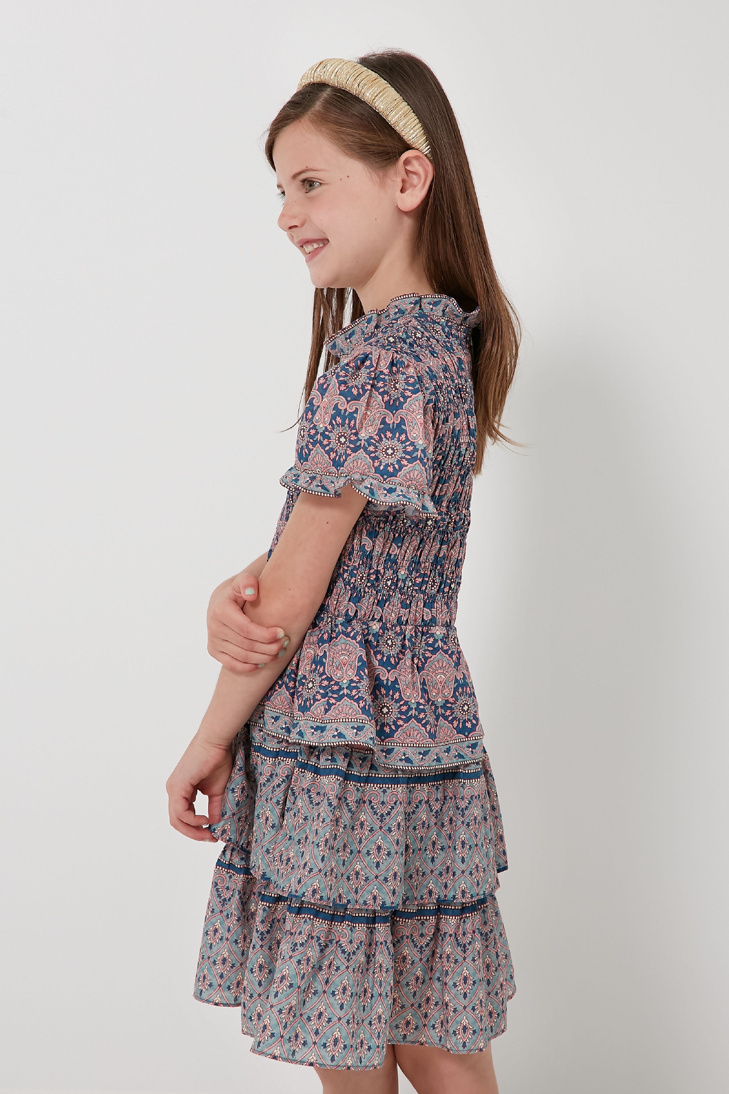 Parker Print Short Sleeve Smocked Dress-Beilave