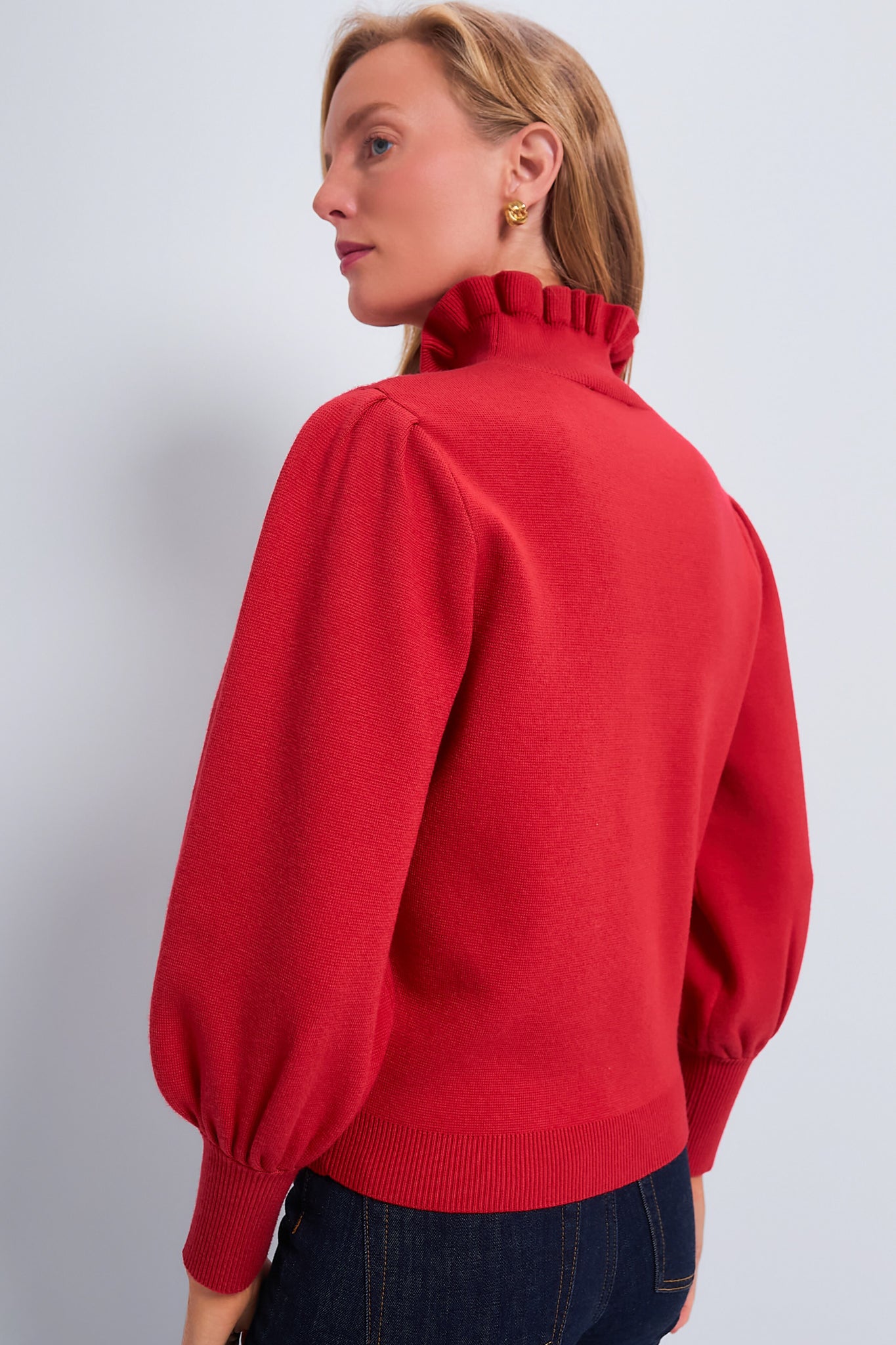 Red Ruffle Collar Raley Sweater-Beilave
