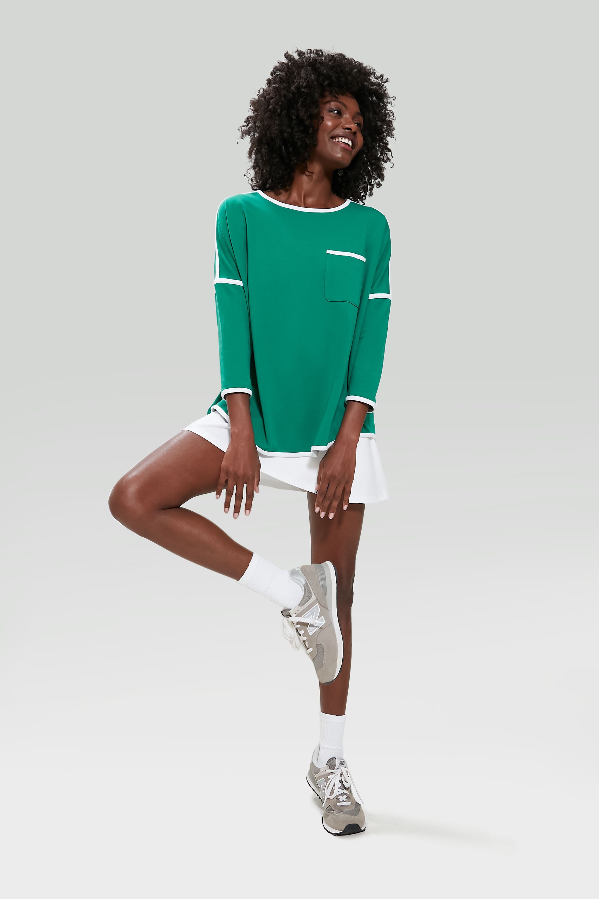 Green and White Terry Farah Pullover-Beilave