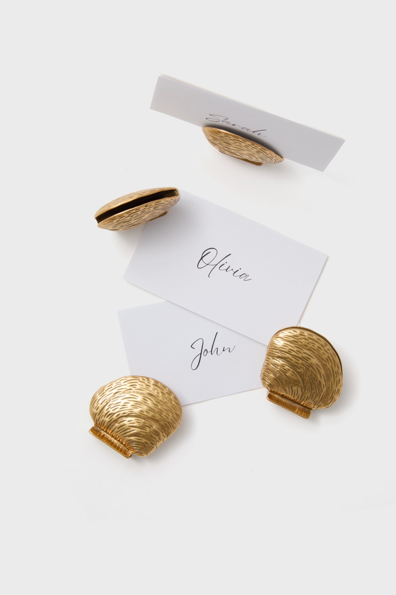 Gold Clam Shell Place Card Holders Set of 4-Beilave