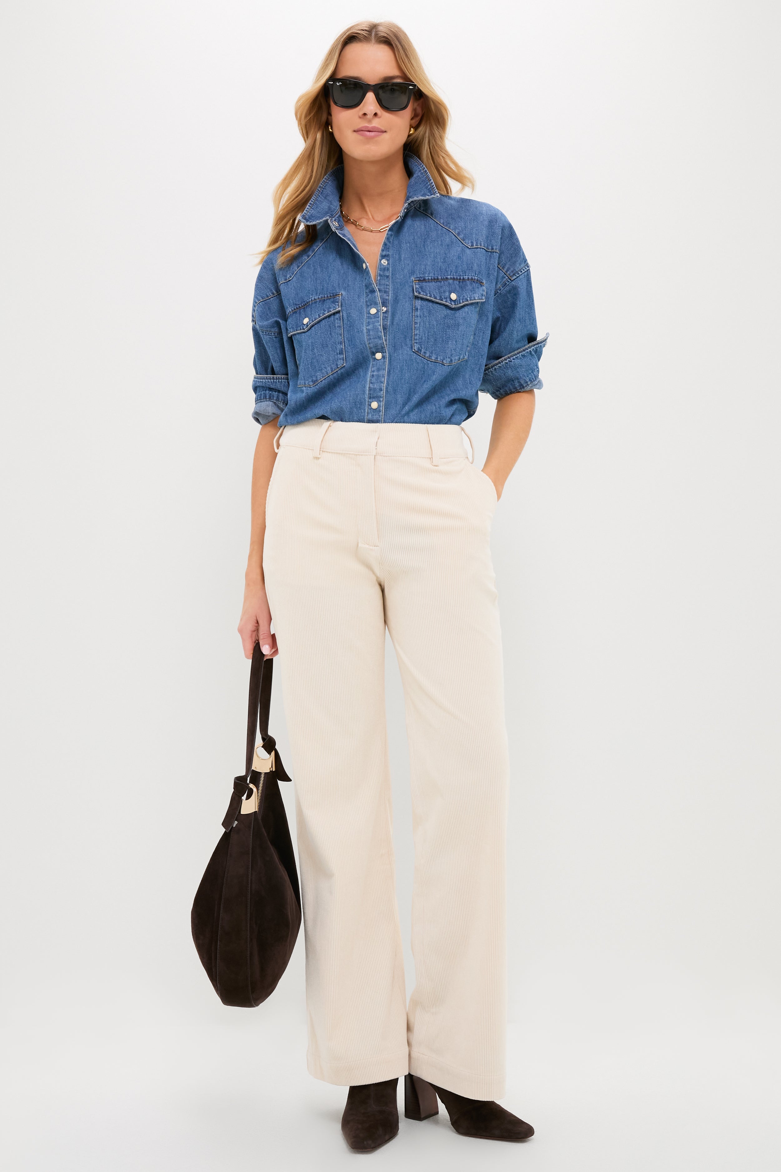 Cream Wide Wale Corduroy Hunter Pants-Beilave