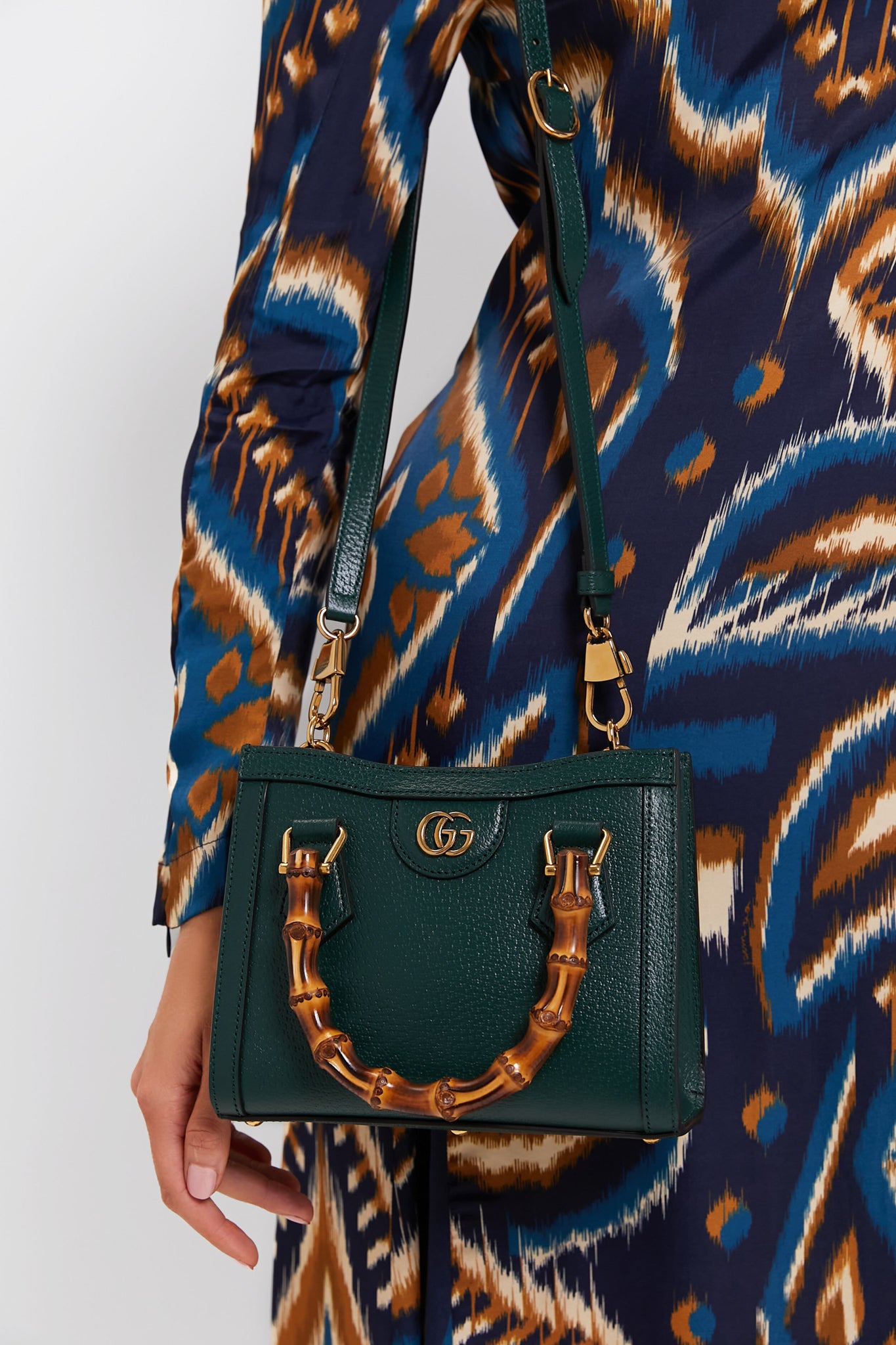 GUCCI Dark Green Bamboo Diana 2 Way Handbag-Beilave