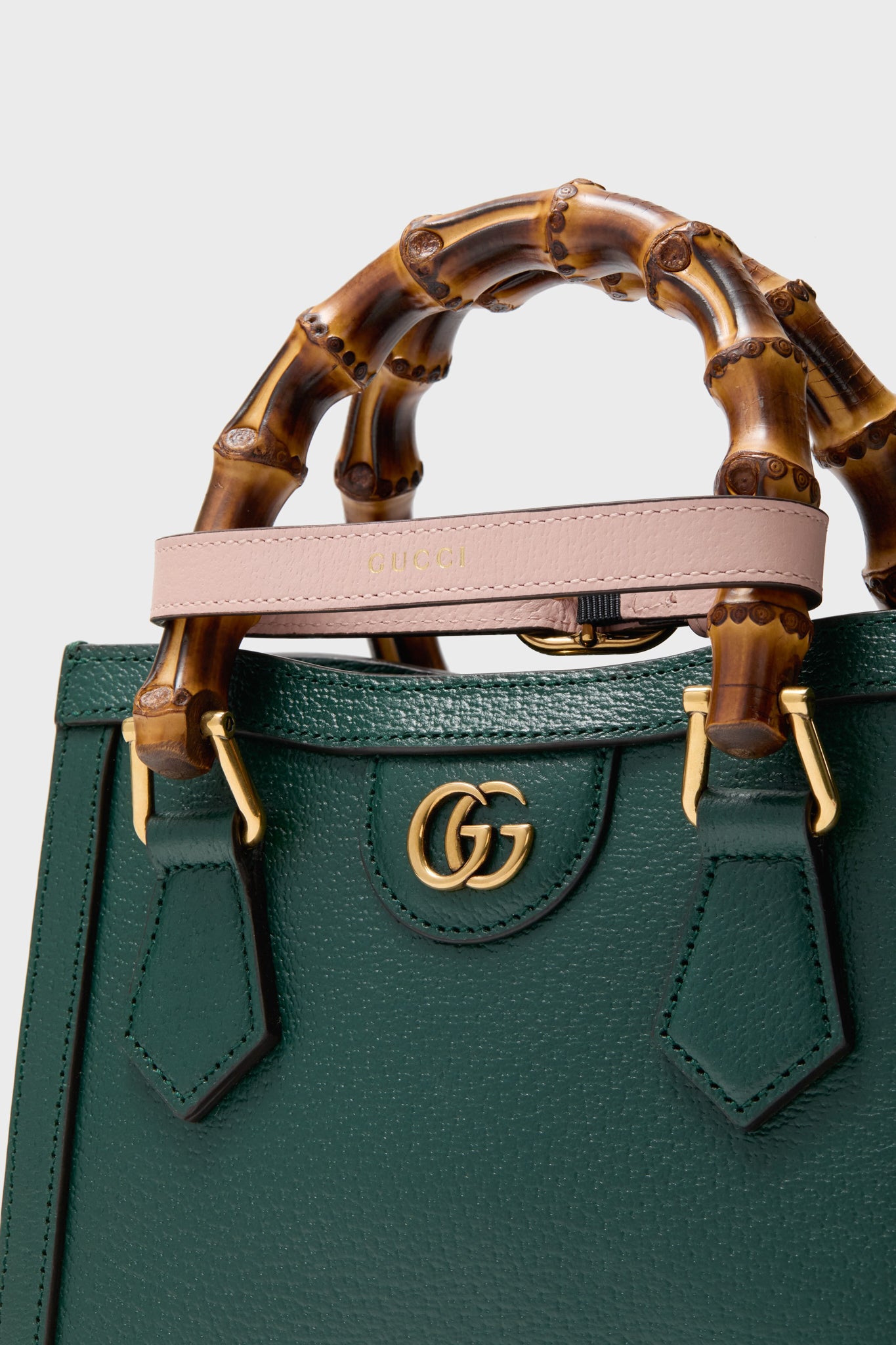 GUCCI Dark Green Bamboo Diana 2 Way Handbag-Beilave