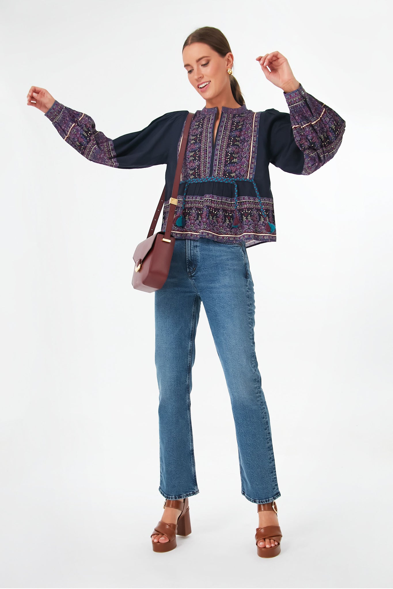 Iris Adella Print Long Sleeve Top-Beilave