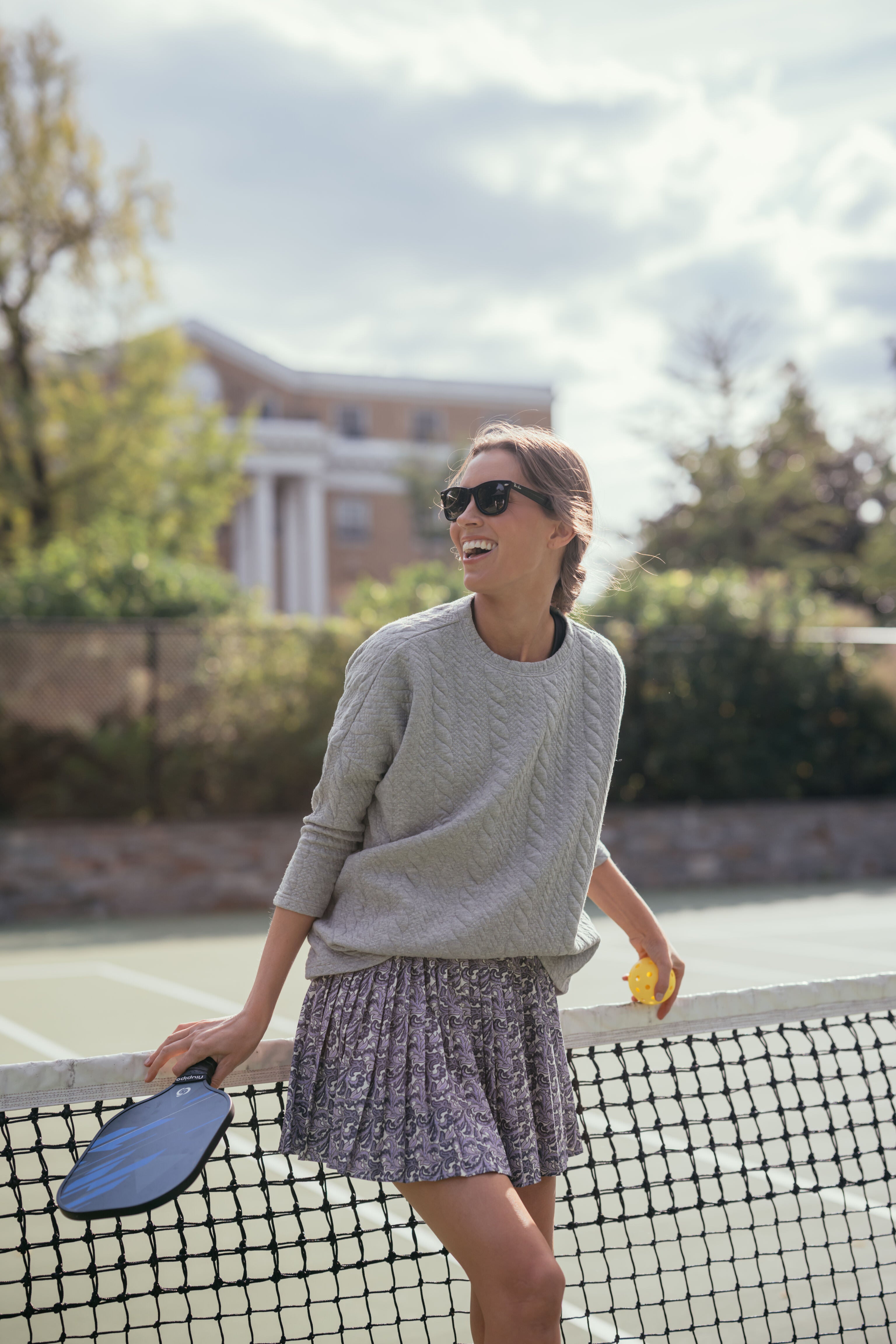 Gray Cable Ally Swing Sweatshirt-Beilave