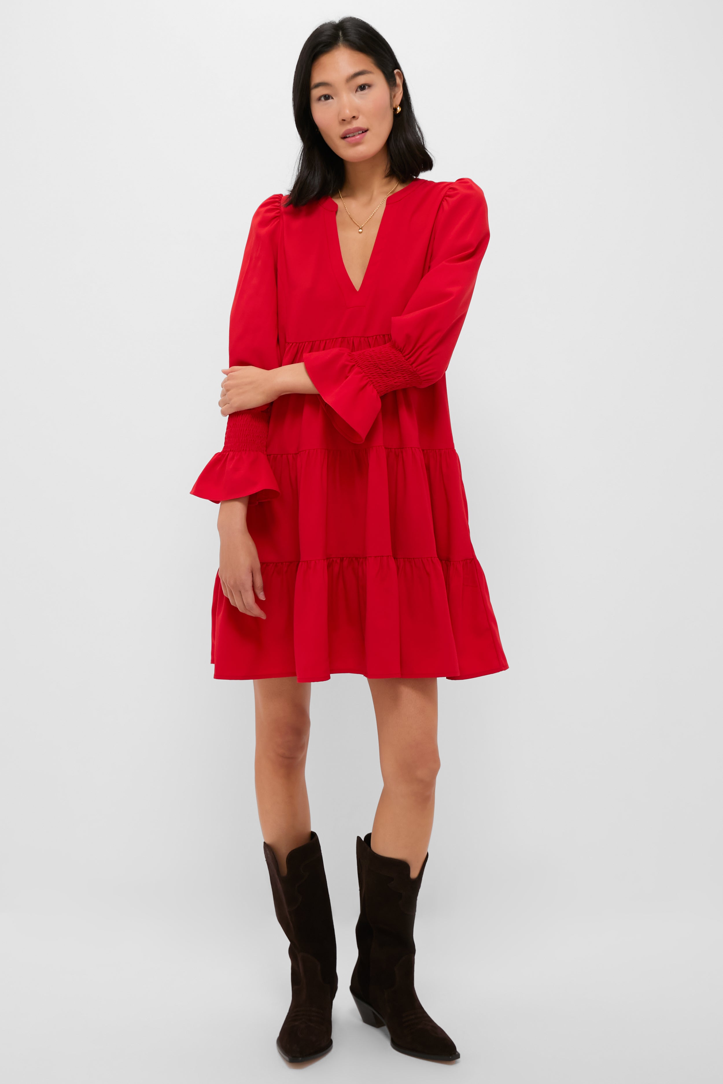 Red Crepe Kenzo Dress-Beilave