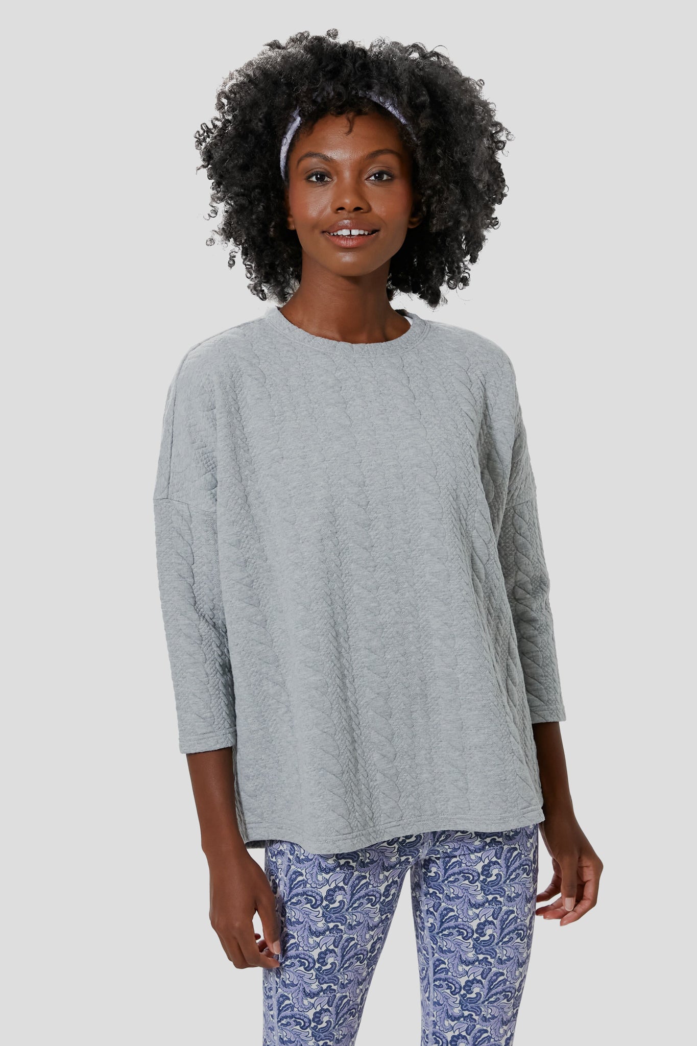 Gray Cable Ally Swing Sweatshirt-Beilave