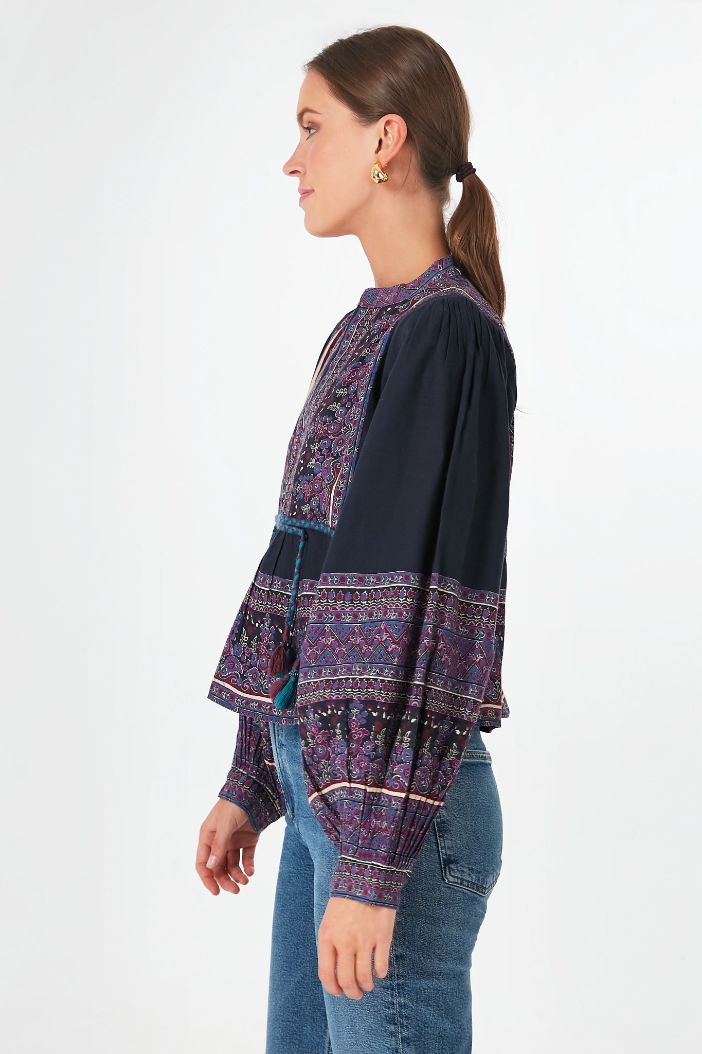 Iris Adella Print Long Sleeve Top-Beilave