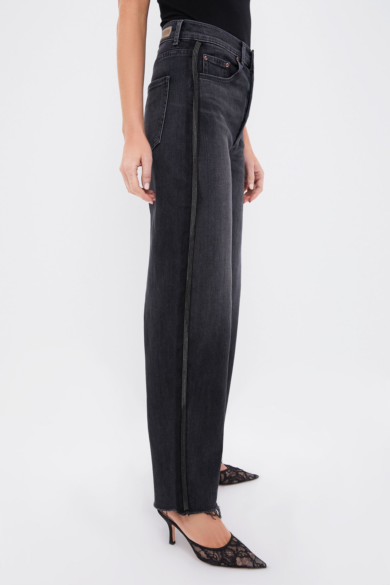 Vintage Charcoal Beaded Tux Stripe Nomad Jean-Beilave