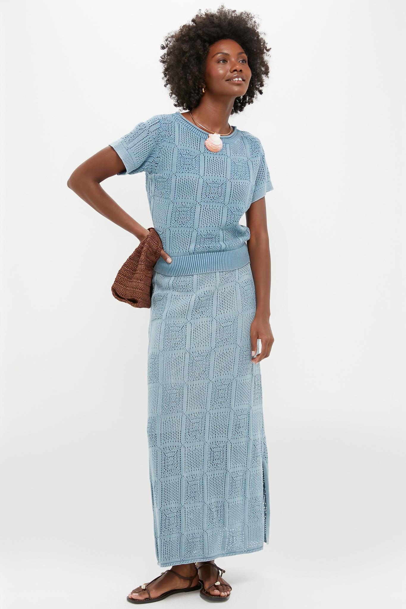 Indigo Pointelle Preston Skirt-Beilave