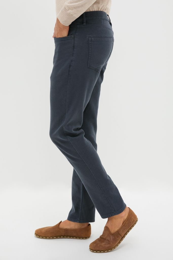 Navy Stretch Terry 5 Pocket-Beilave