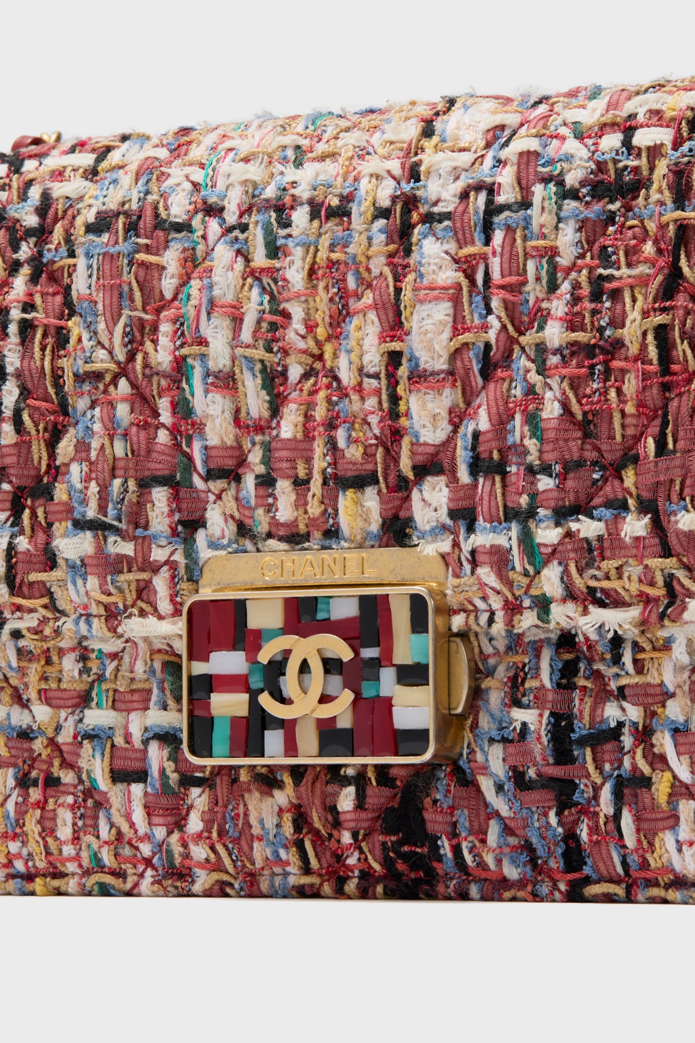 CHANEL Red Tweed Beauty Lock Flap Bag-Beilave